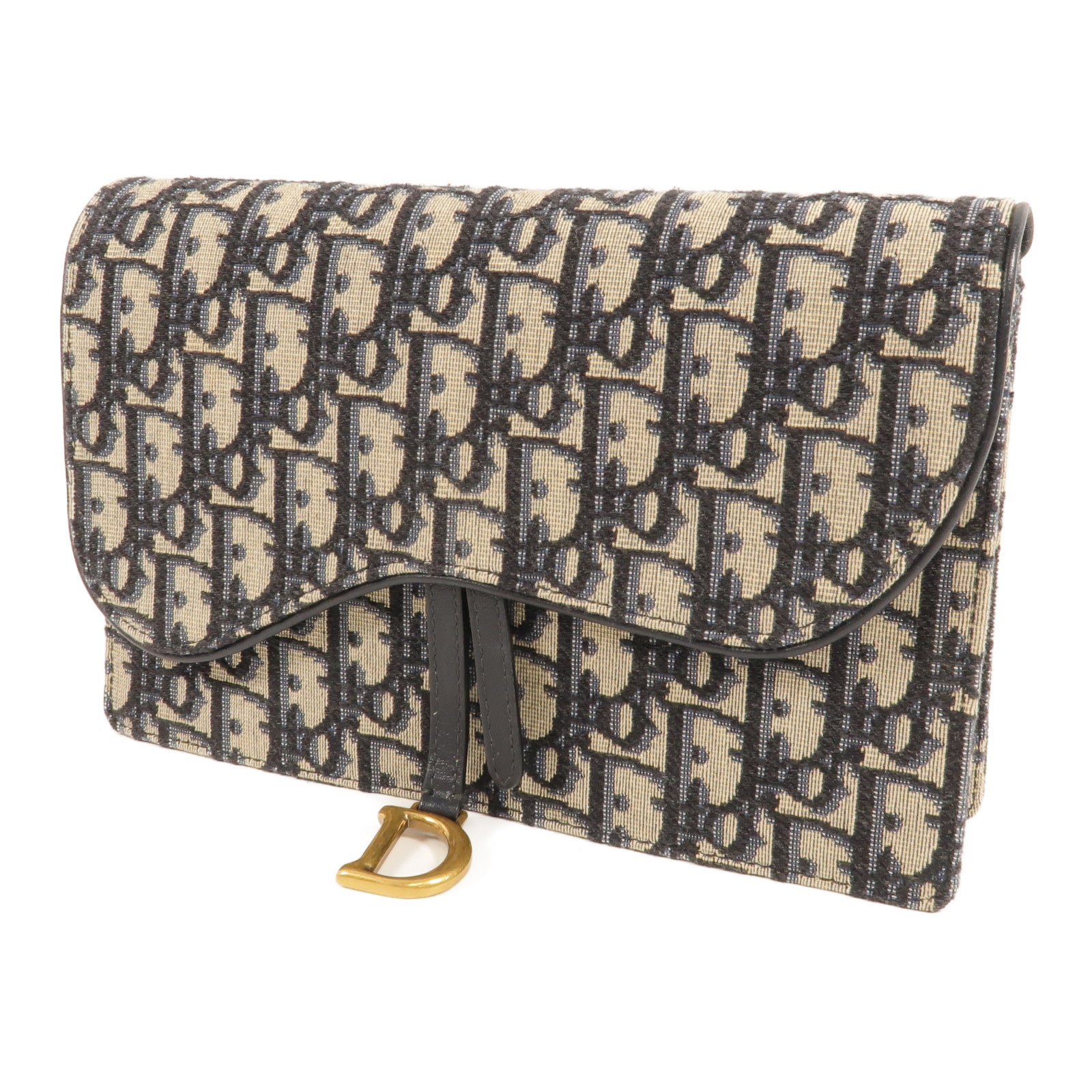 Dior 帆布Saddle Wallet On Chain鏈帶肩背袋