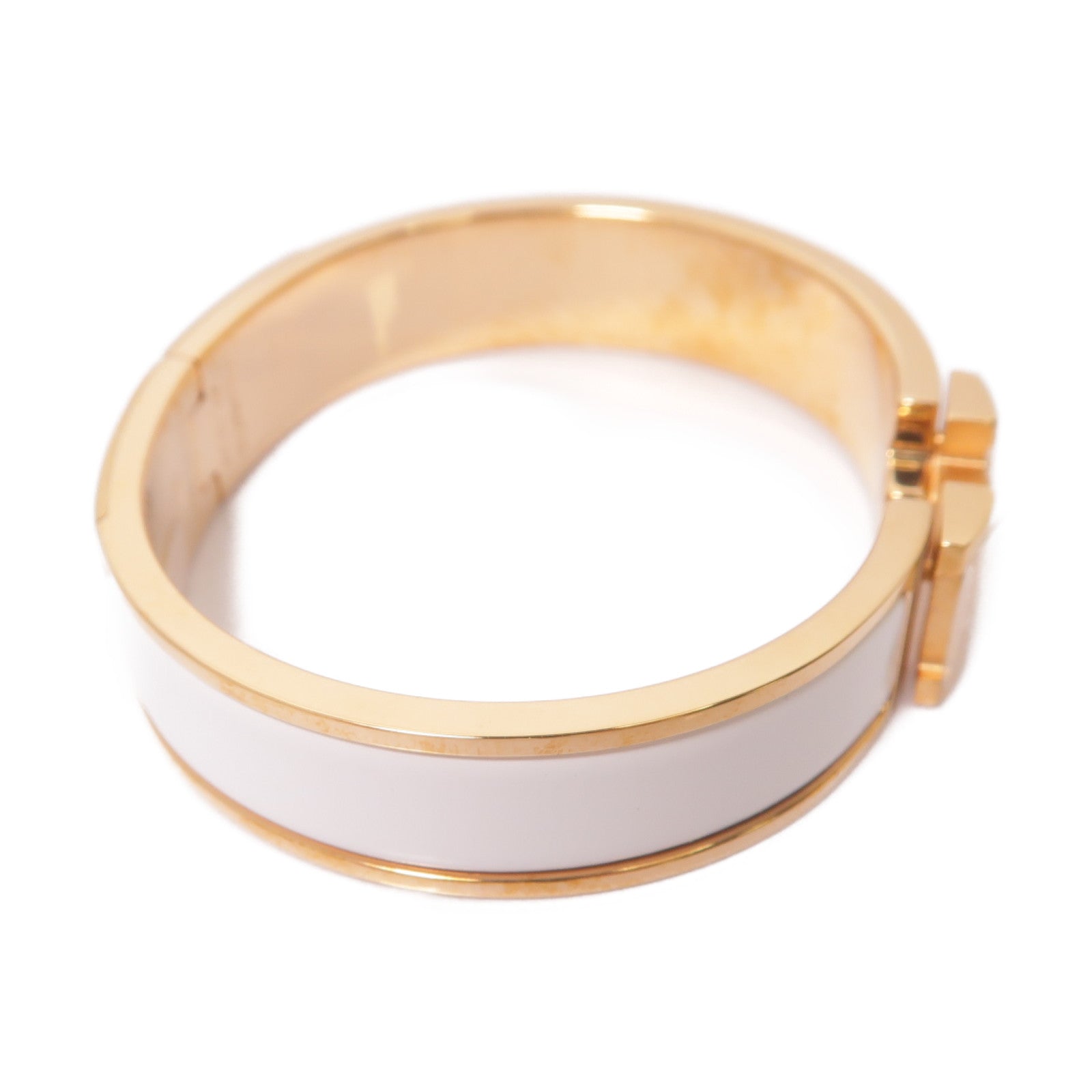 HERMES 琺瑯/金屬Clic H Bracelet手鐲白色