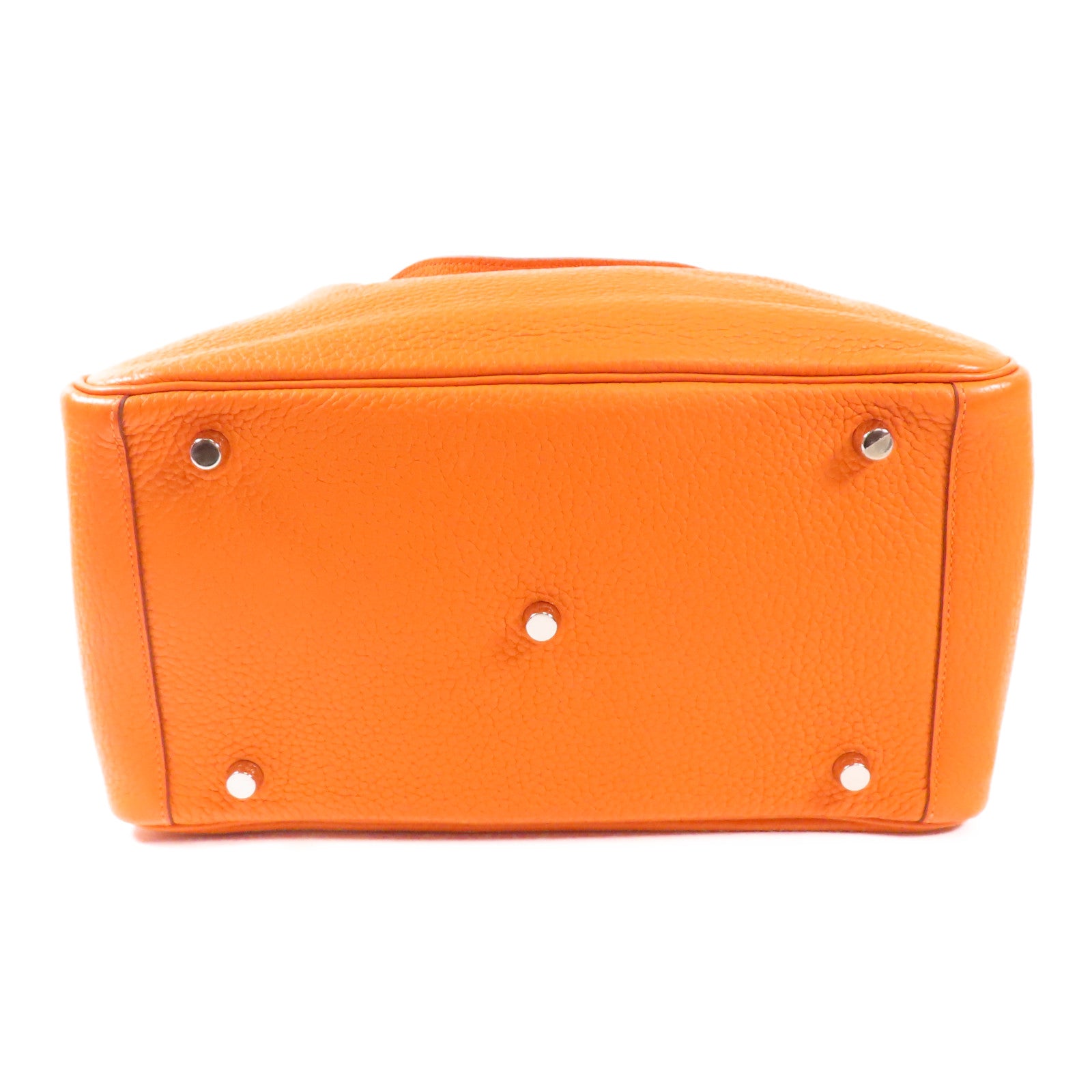 HERMES Clemence皮革Lindy 30銀扣手挽肩背兩用袋Orange