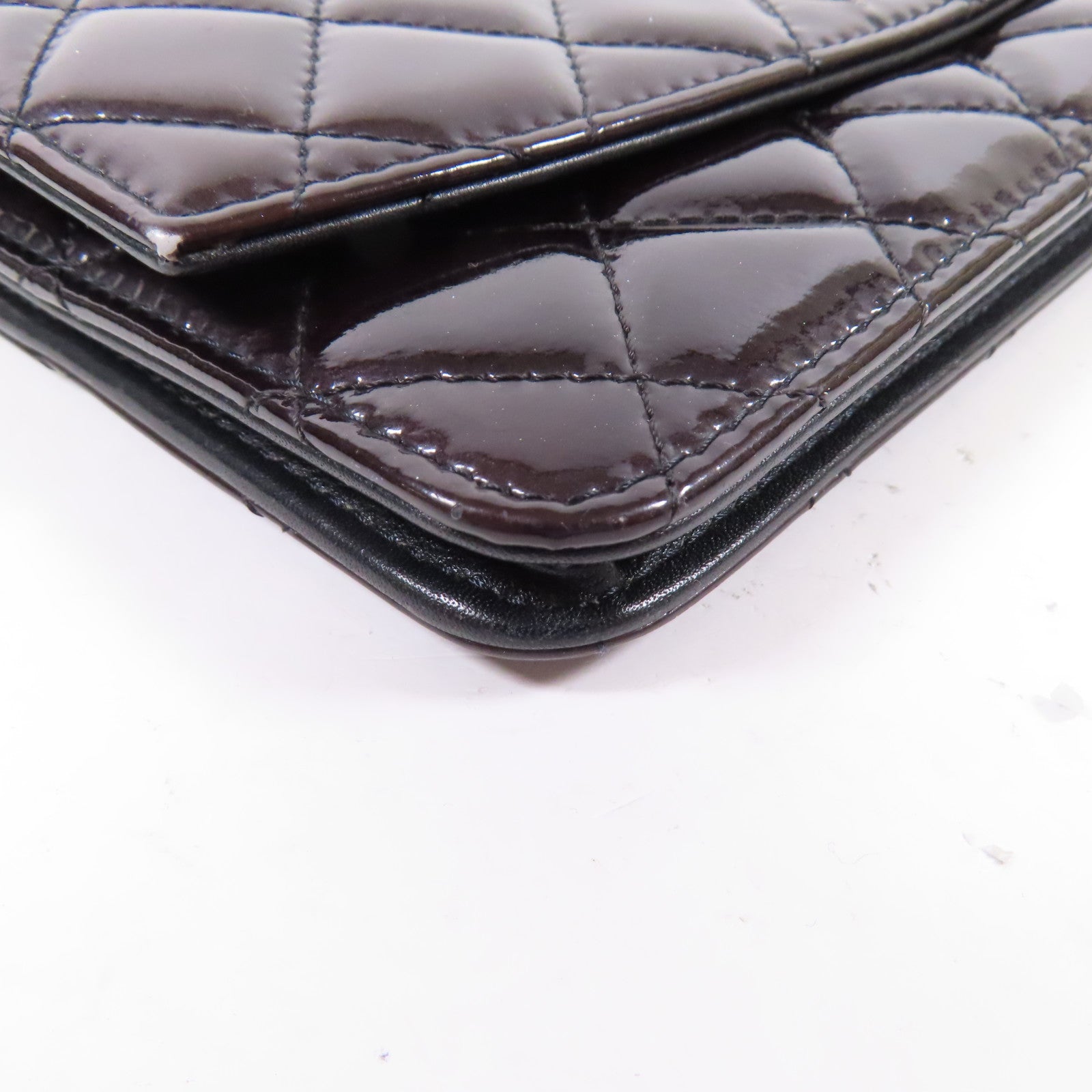 CHANEL 漆皮皮革WOC Wallet On Chain銀扣鏈帶肩背袋