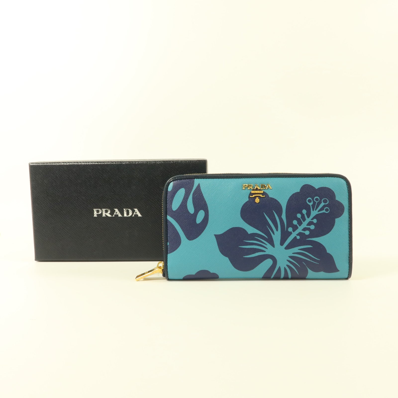 PRADA Saffiano皮革Zipper Long Wallet金扣長錢包