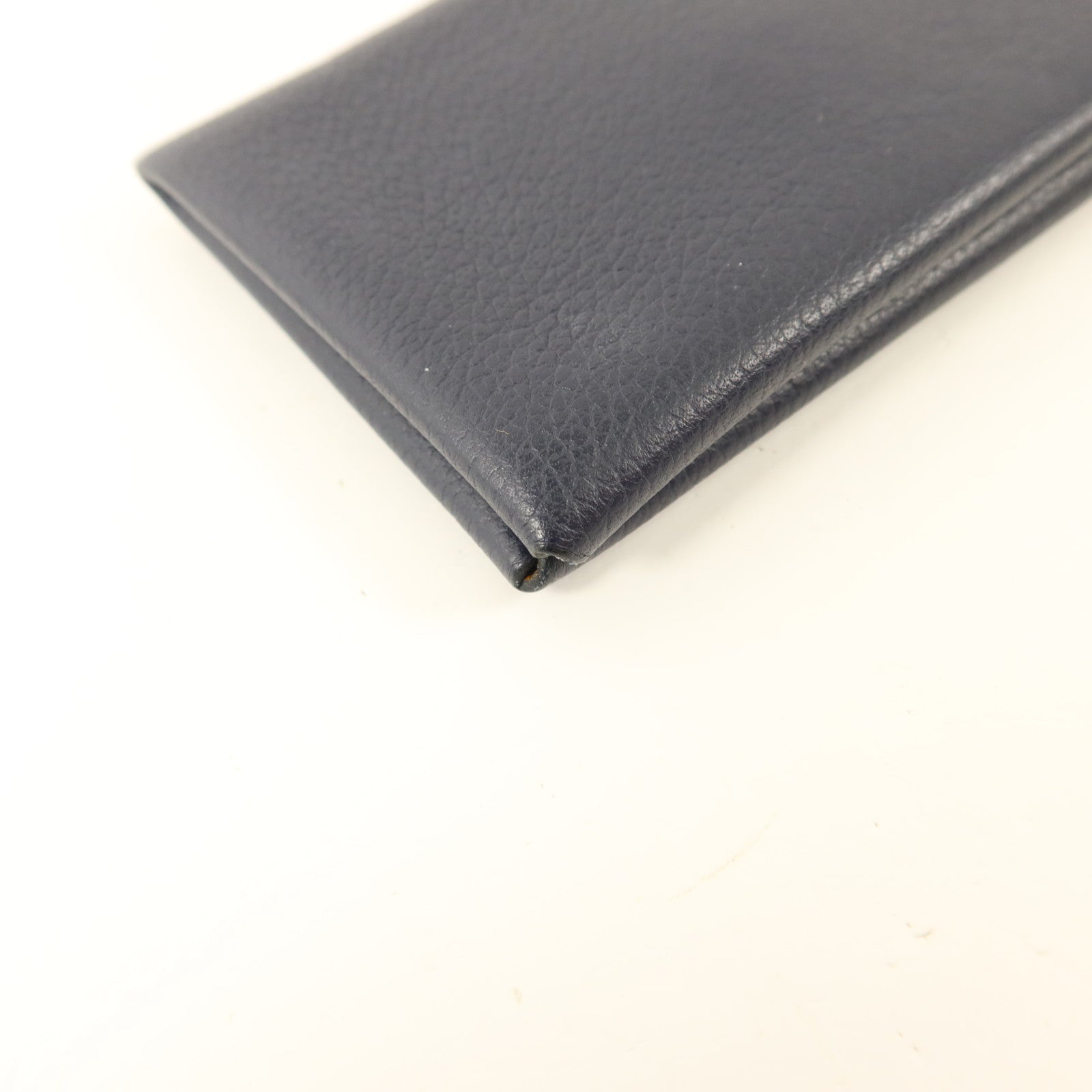 HERMES Evercolor皮革Calvi Card Case銀扣卡片套Bleu Nuit