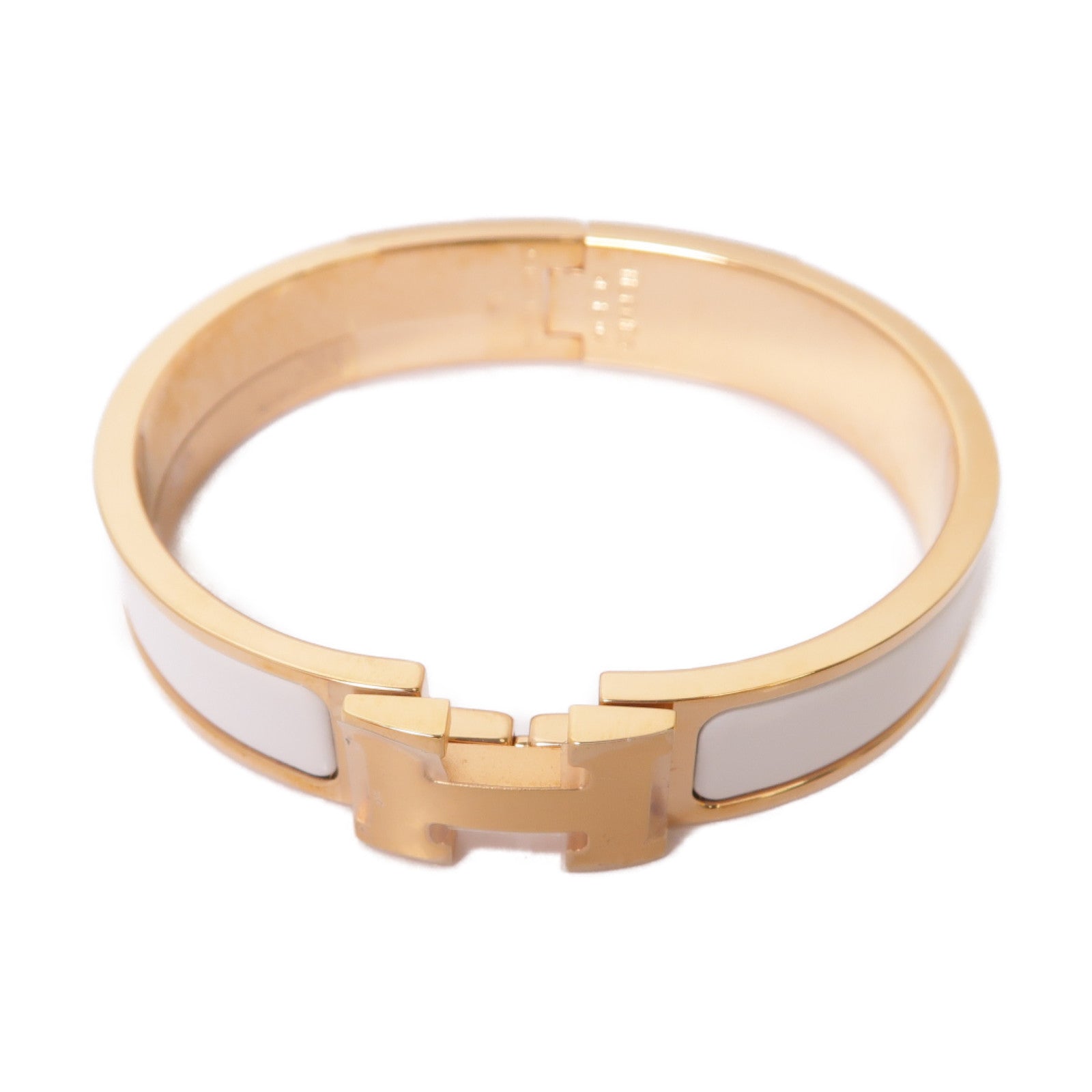 HERMES 琺瑯/金屬Clic H Bracelet手鐲白色