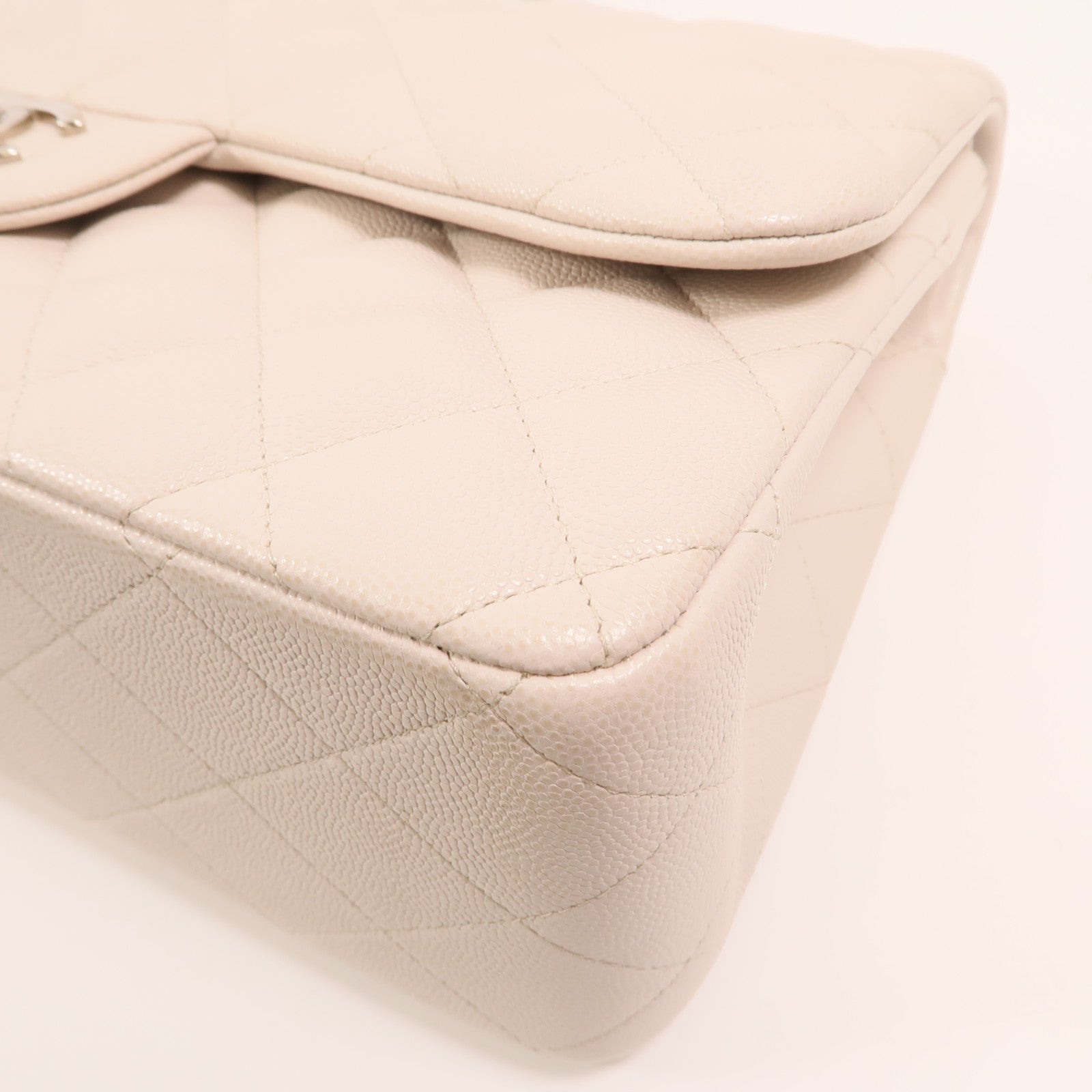 CHANEL 牛皮皮革Large Classic銀扣鏈帶肩背袋