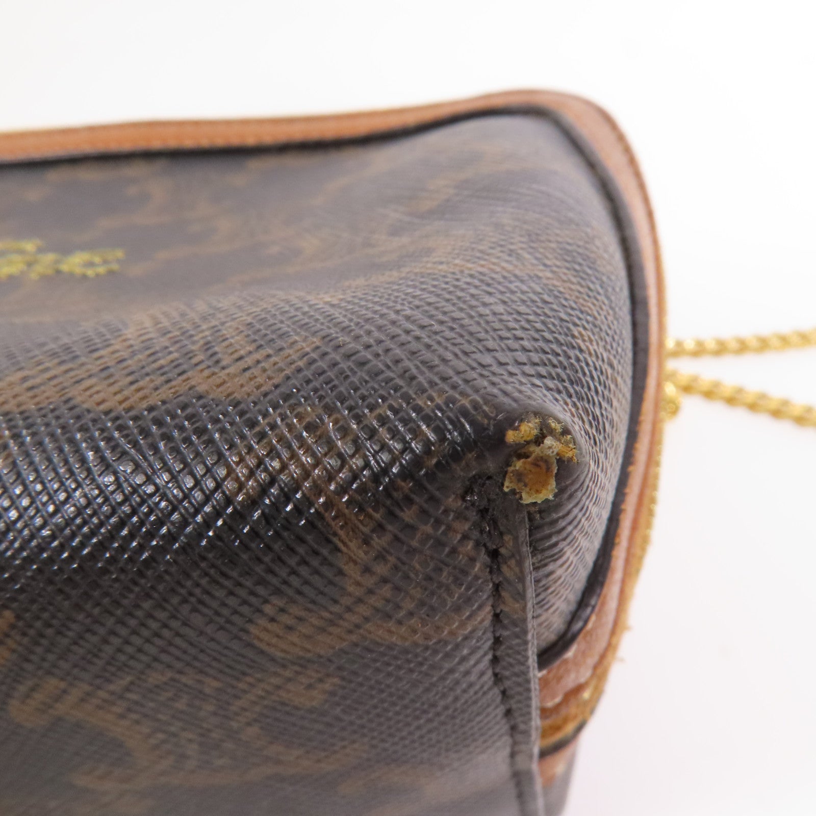 CELINE 塗層帆布Chain Shoulder金扣鏈帶肩背袋