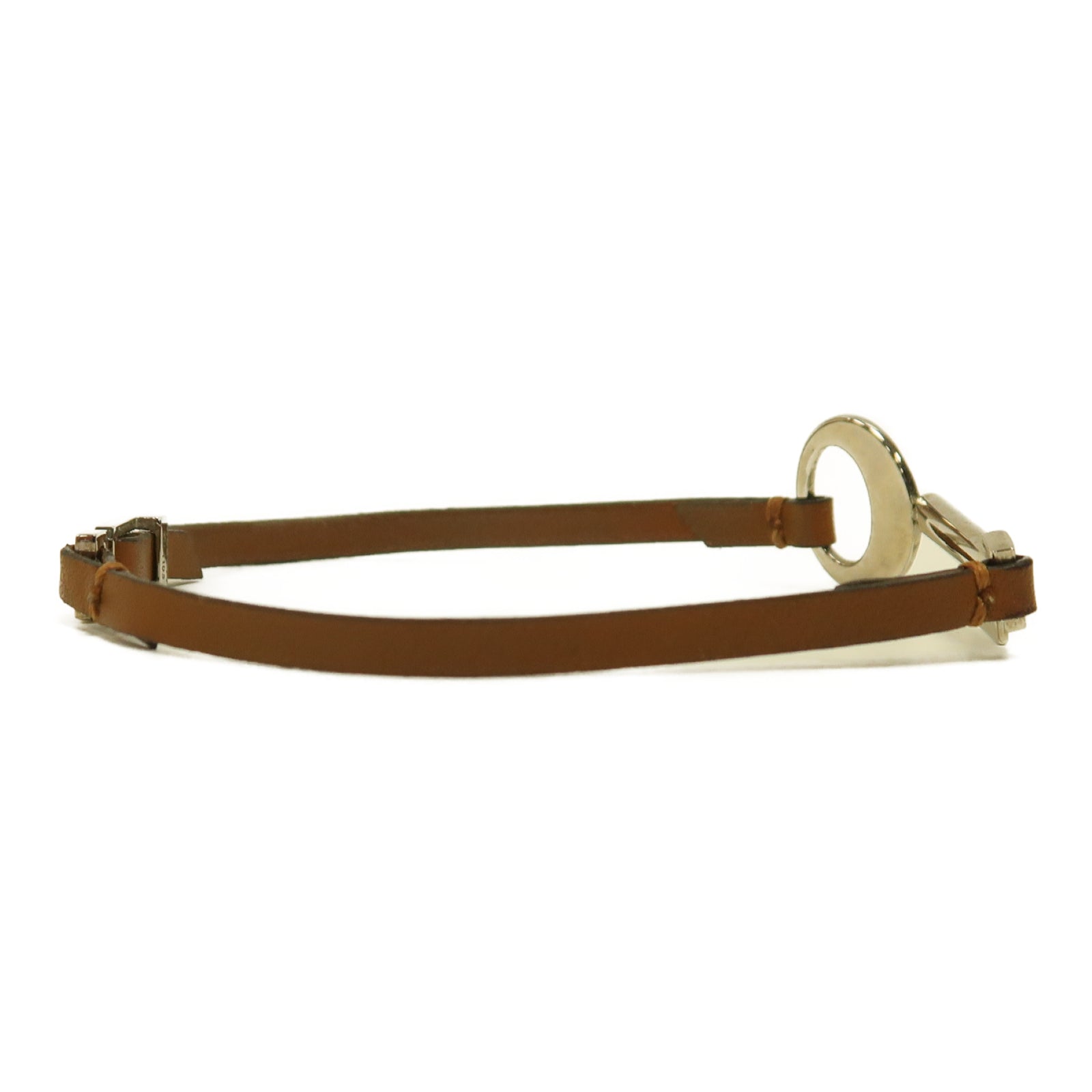 LOUIS VUITTON 牛皮皮革/金屬Travel Key Bracelet金扣手鐲啡色/金色