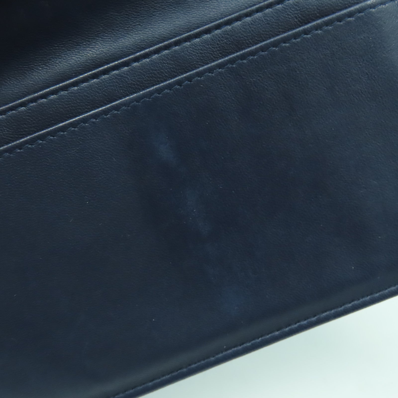 CHANEL 【激減優惠】菱格羊皮皮革Boy Long Wallet金扣長錢包深藍色