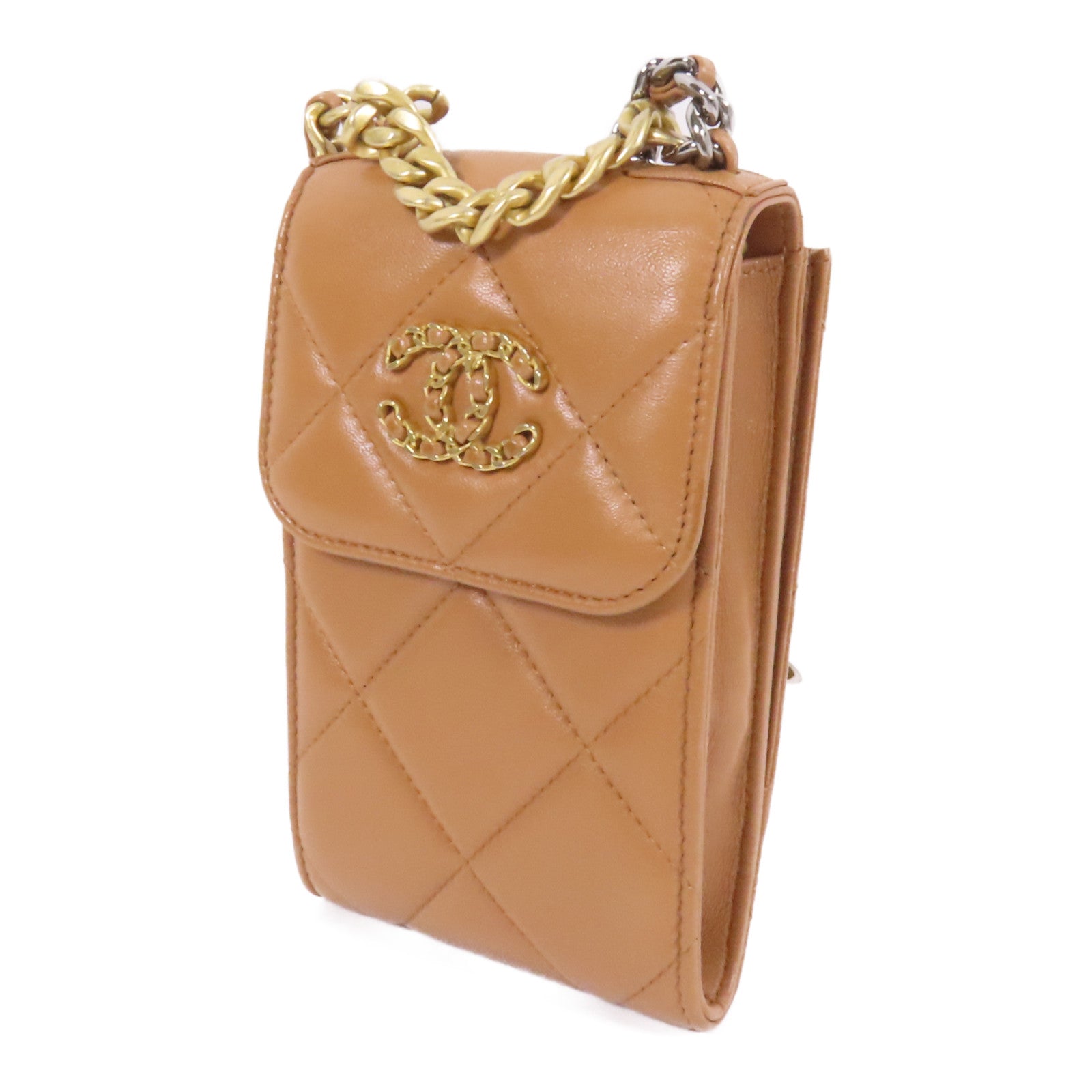 CHANEL 羊皮皮革19 Phone Holder手挽肩背兩用袋