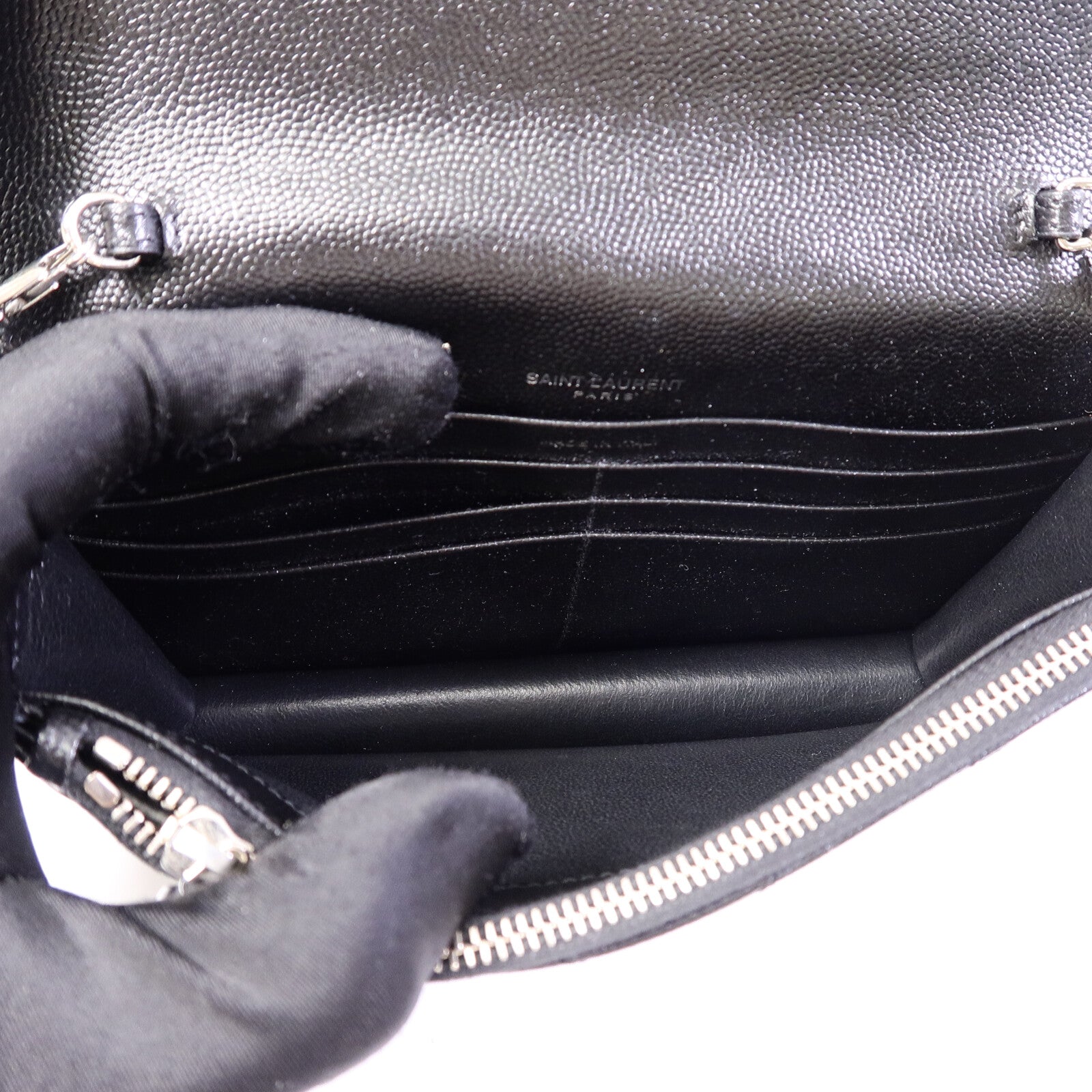 SAINT LAURENT 牛皮皮革Wallet On Chain鏈帶肩背袋