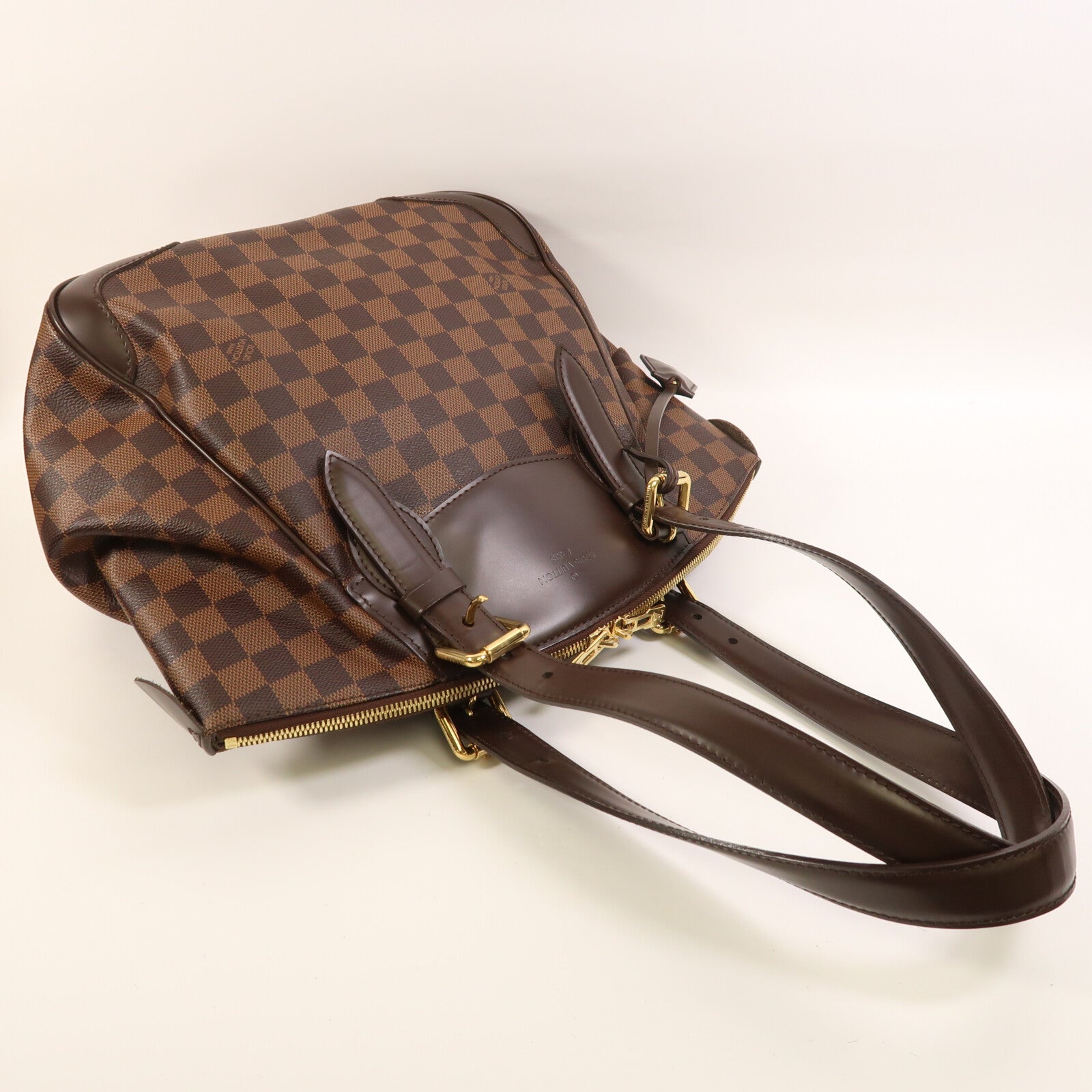 LOUIS VUITTON Damier Verona MM金扣肩背袋棕色
