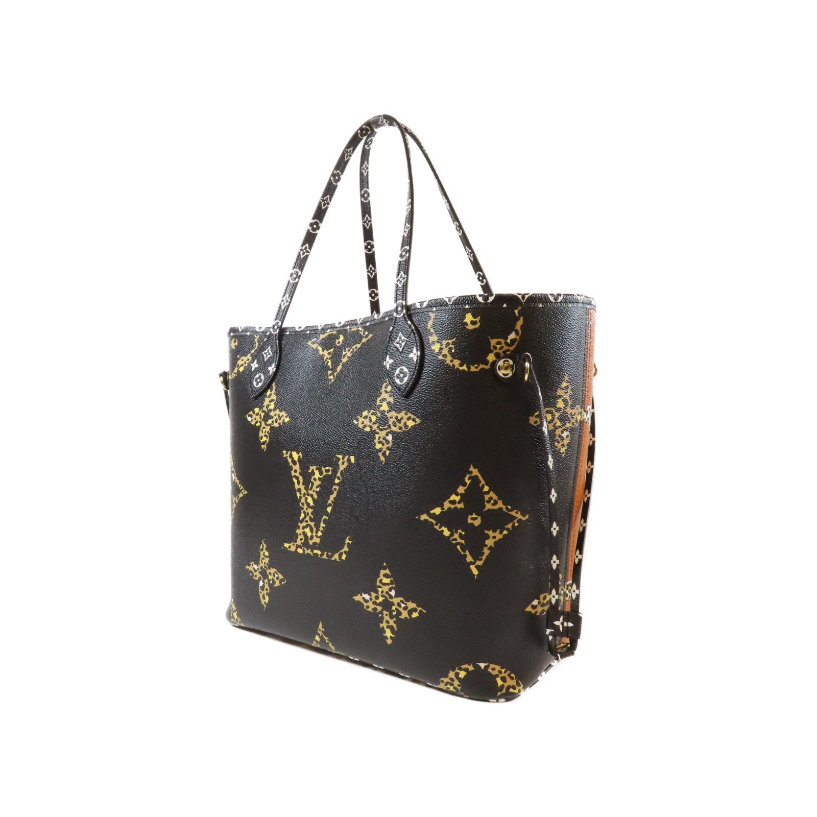 LOUIS VUITTON Monogram Giant Jungle Neverfull MM金扣手挽袋黑色/啡色