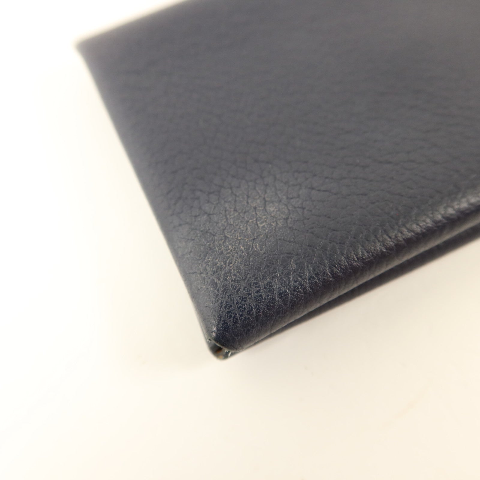 HERMES Evercolor皮革Calvi Card Case銀扣卡片套Bleu Nuit
