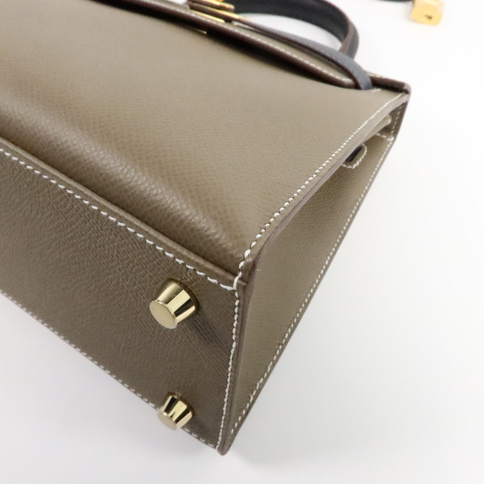 HERMES Epsom皮革Kelly 25手挽肩背兩用袋Etoupe/Ardoise/Noir