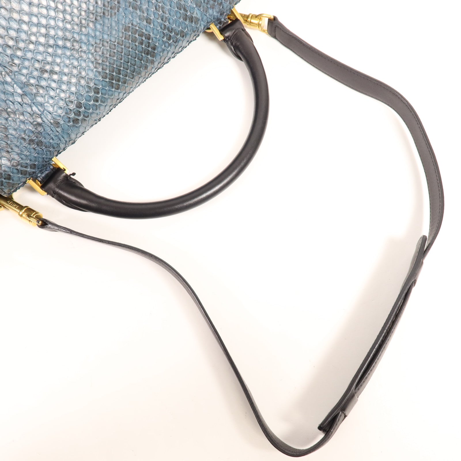 CELINE 牛皮皮革/蛇皮皮革Trapeze Small銀扣手挽肩背兩用袋