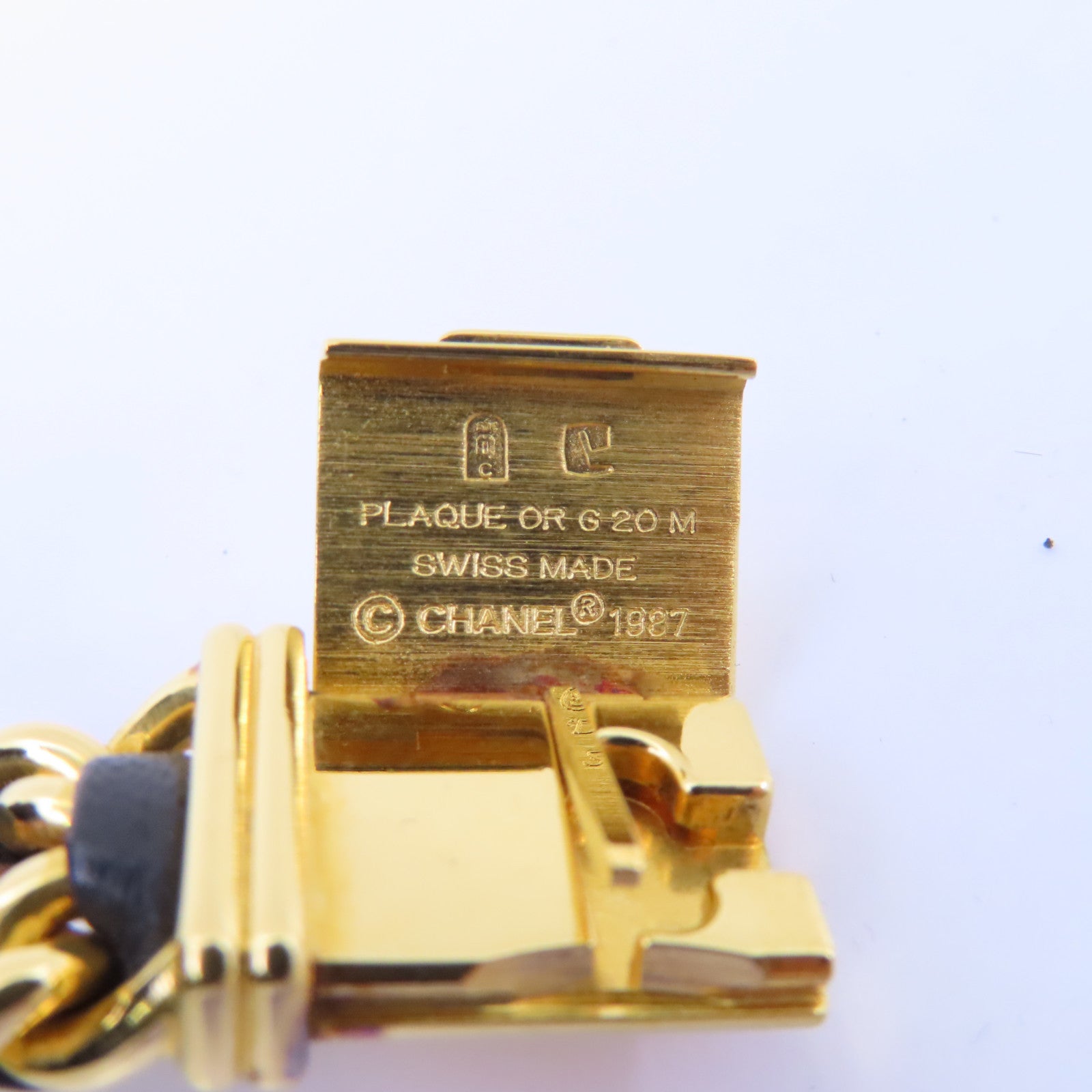CHANEL Premiere L鍍金/皮革帶手錶石英機芯黑色