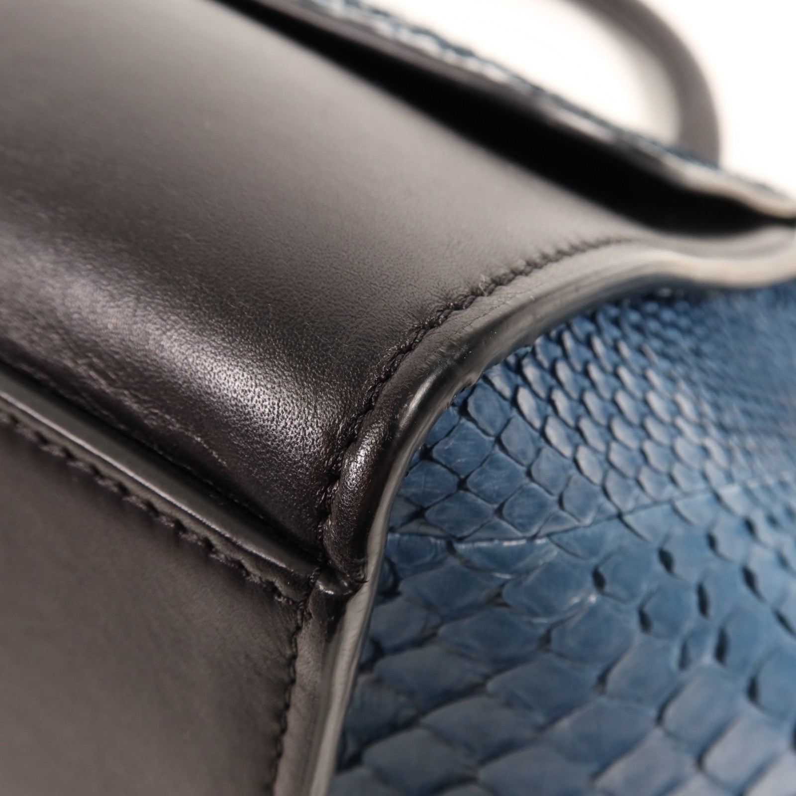 CELINE 牛皮皮革/蛇皮皮革Trapeze Small銀扣手挽肩背兩用袋