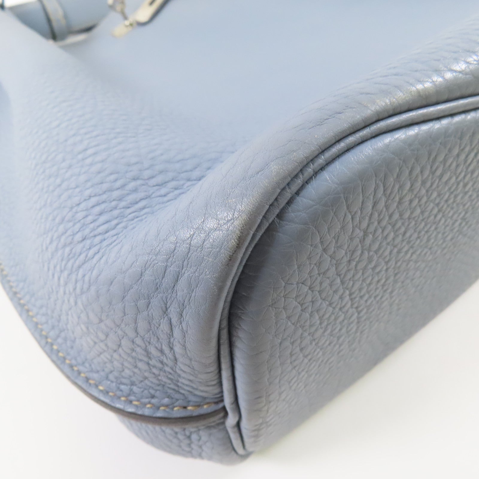 HERMES Clemence皮革So Kelly 26銀扣肩背袋J7 Bleu Lin