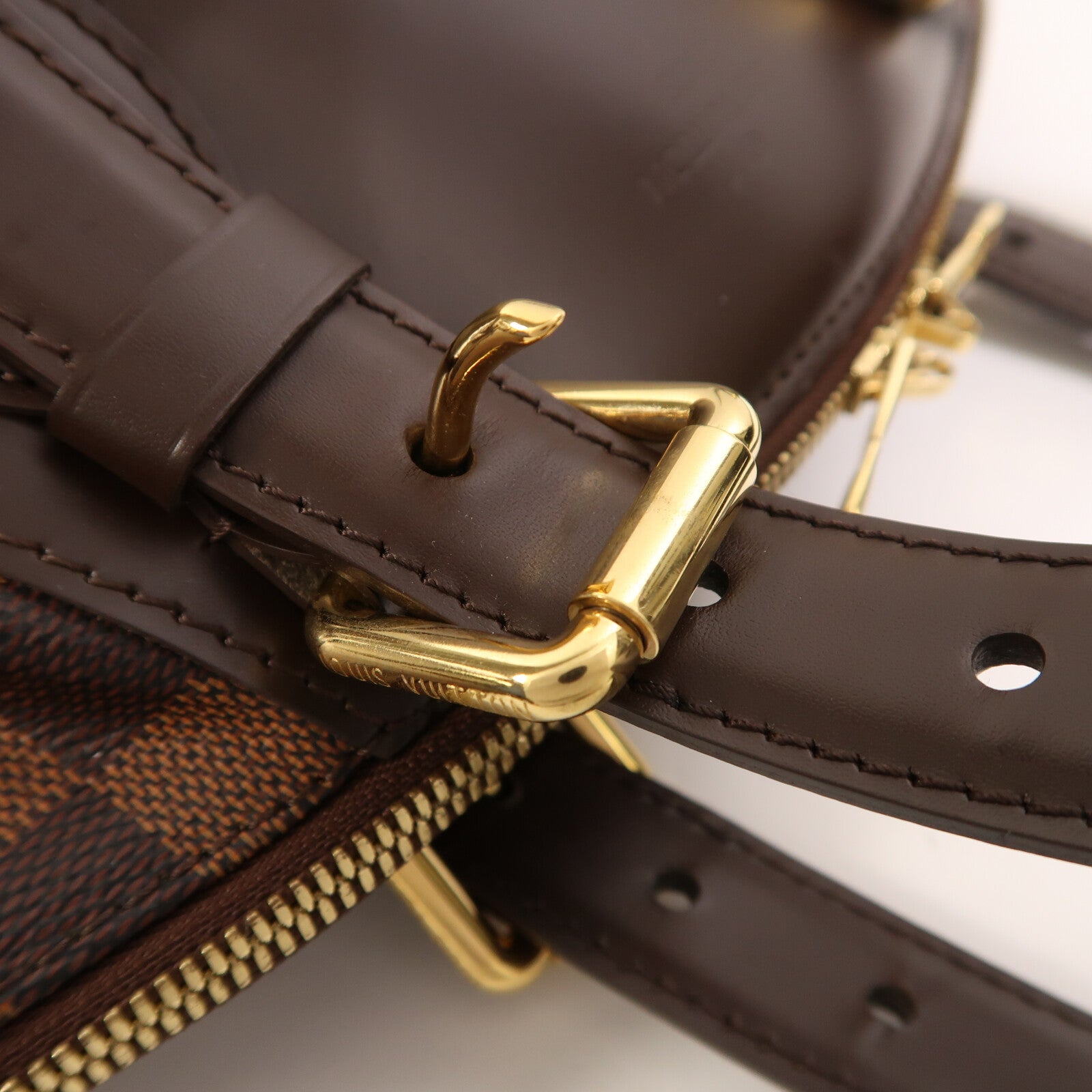 LOUIS VUITTON Damier Verona MM金扣肩背袋棕色