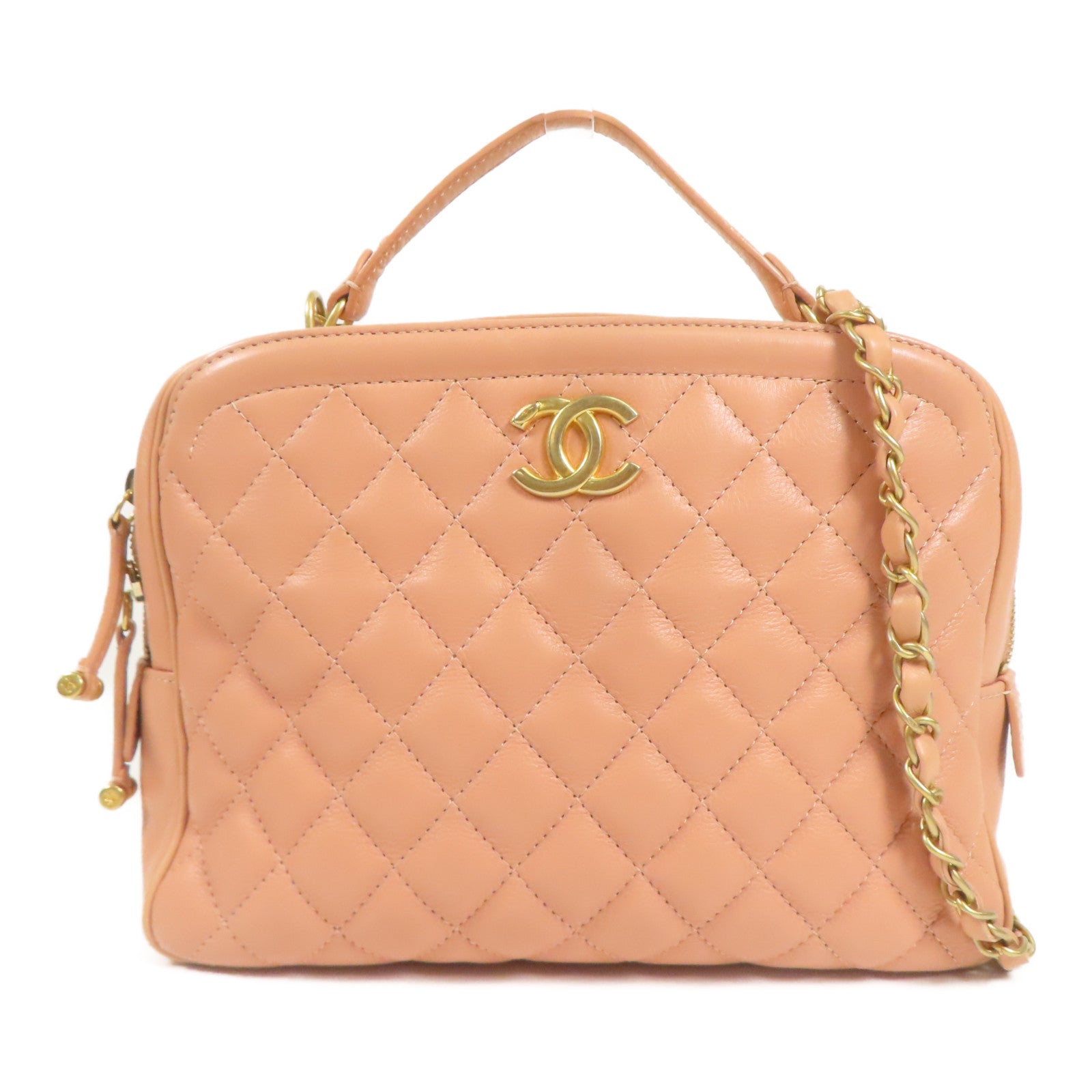 CHANEL 皮革Shoulder Bag金扣鏈帶手挽肩背兩用袋