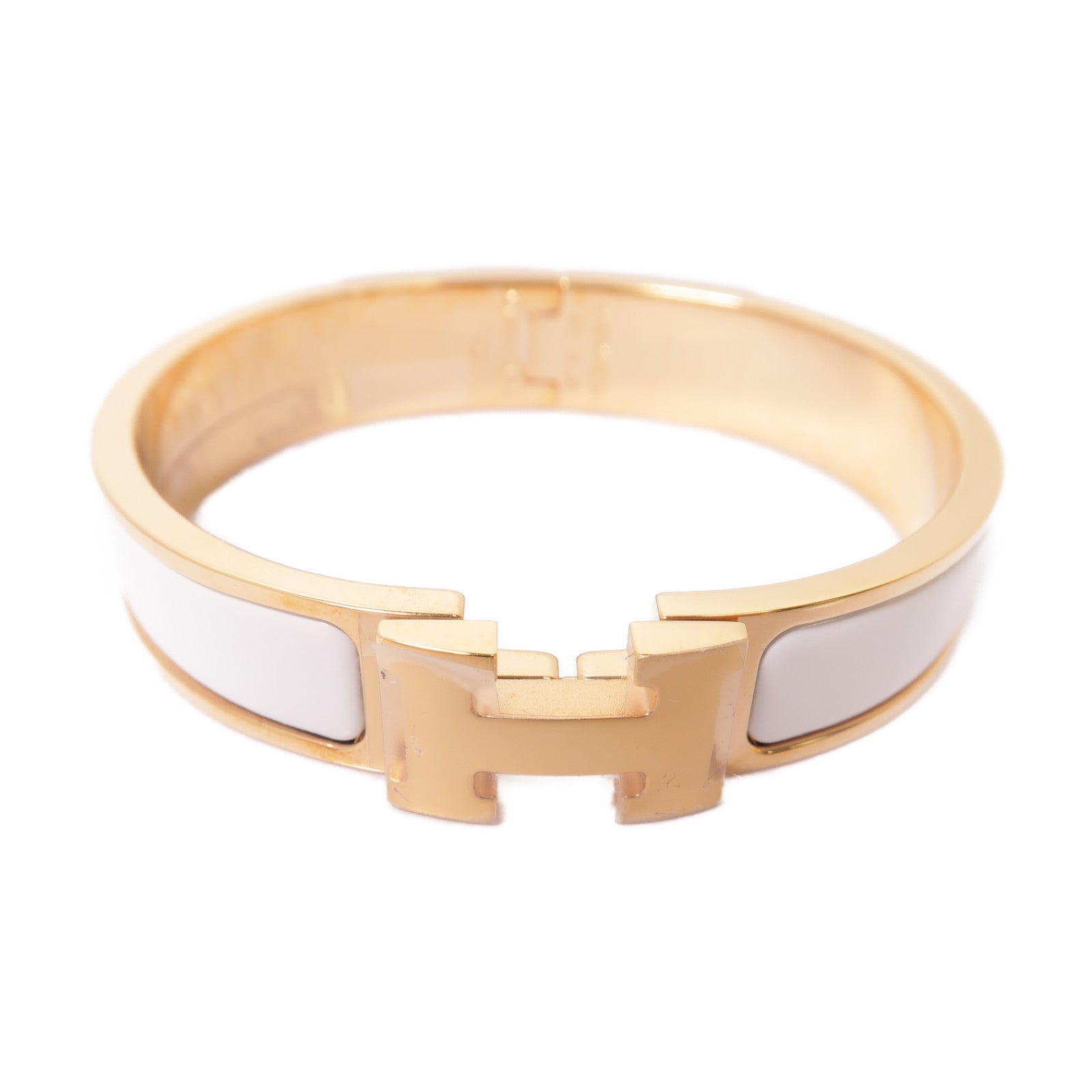 HERMES 琺瑯/金屬Clic H Bracelet手鐲白色