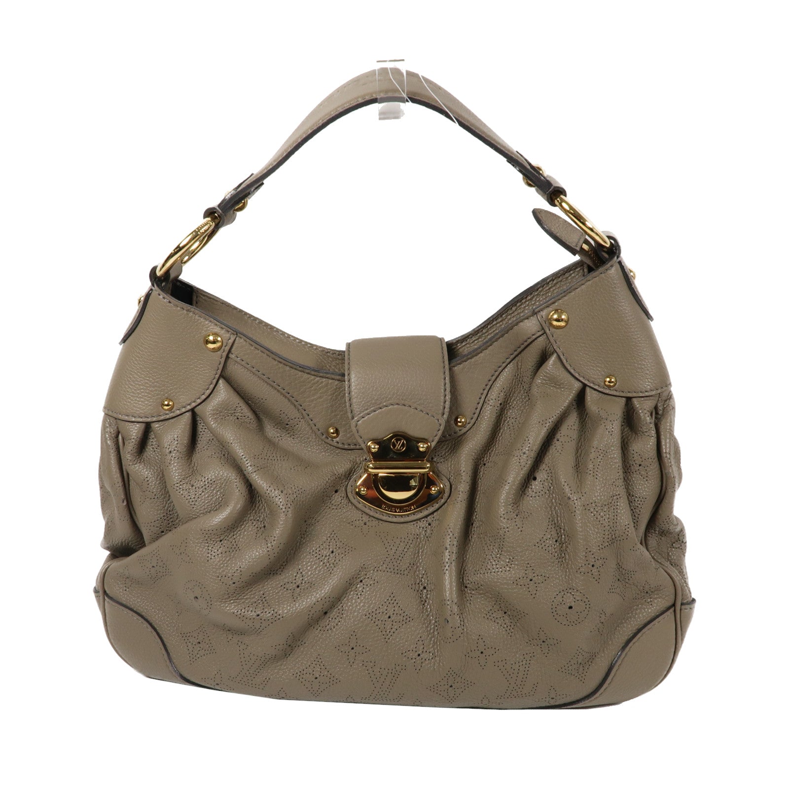LOUIS VUITTON Mahina Solar PM金扣肩背袋灰褐色