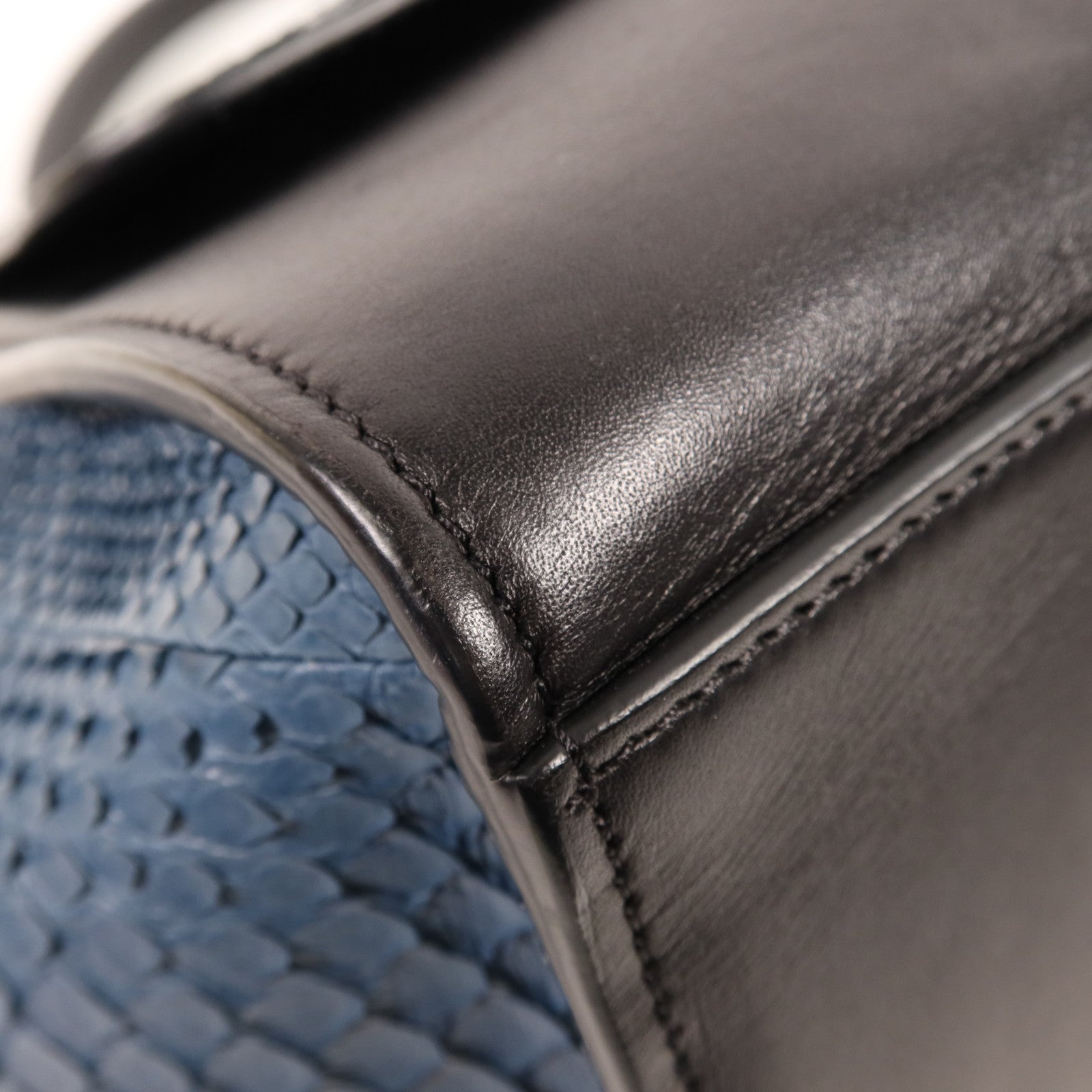 CELINE 牛皮皮革/蛇皮皮革Trapeze Small銀扣手挽肩背兩用袋