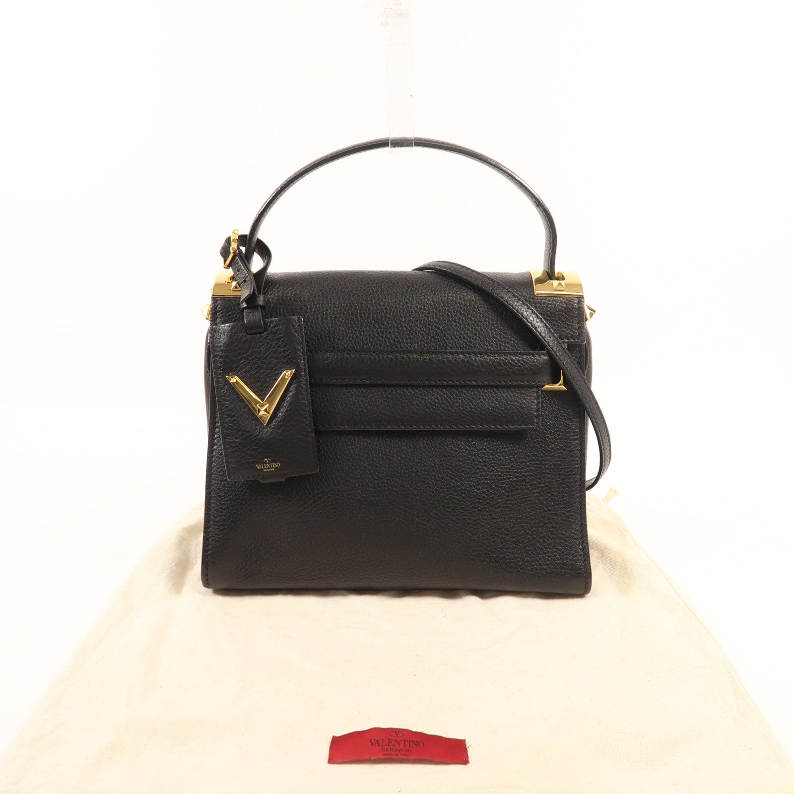 Valentino 【激減優惠】牛皮皮革2 Way Shoulder金扣手挽肩背兩用袋