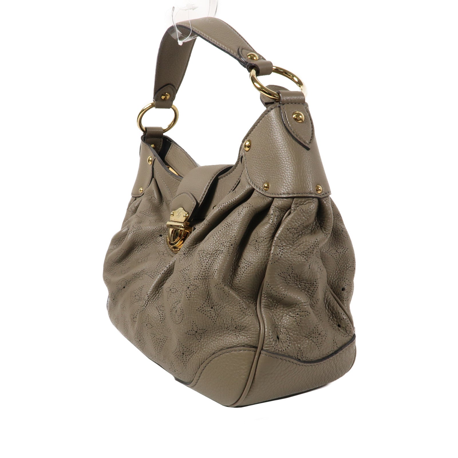 LOUIS VUITTON Mahina Solar PM金扣肩背袋灰褐色