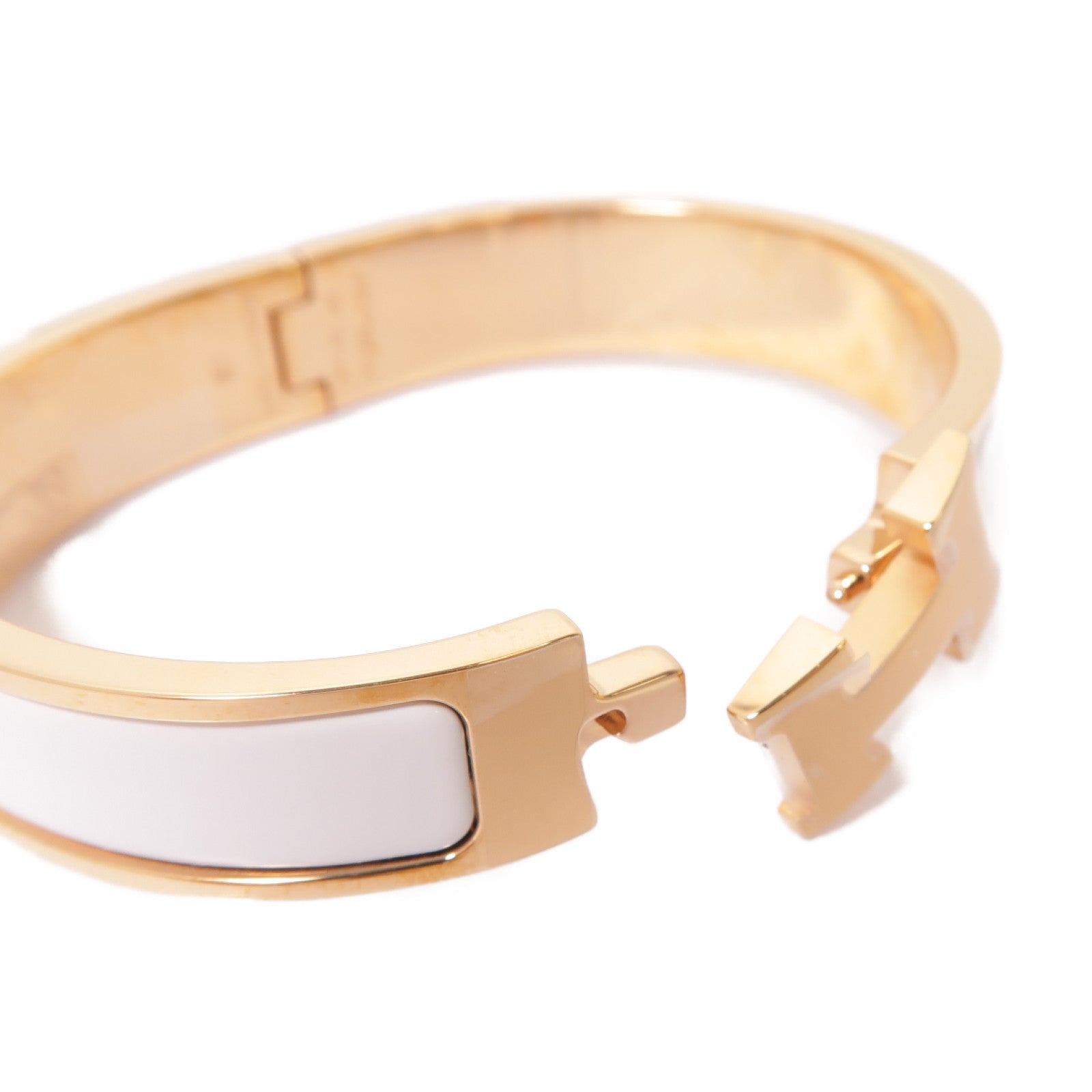 HERMES 琺瑯/金屬Clic H Bracelet手鐲白色