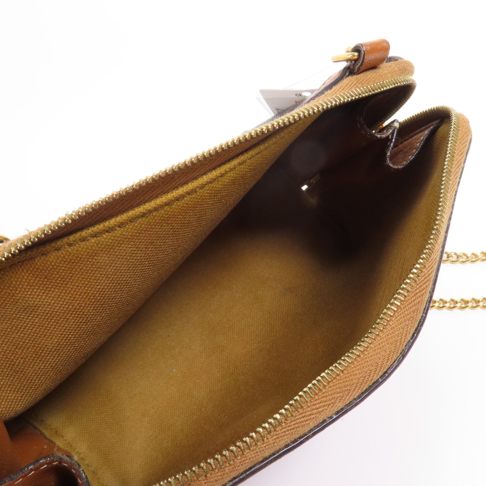 CELINE 塗層帆布Chain Shoulder金扣鏈帶肩背袋