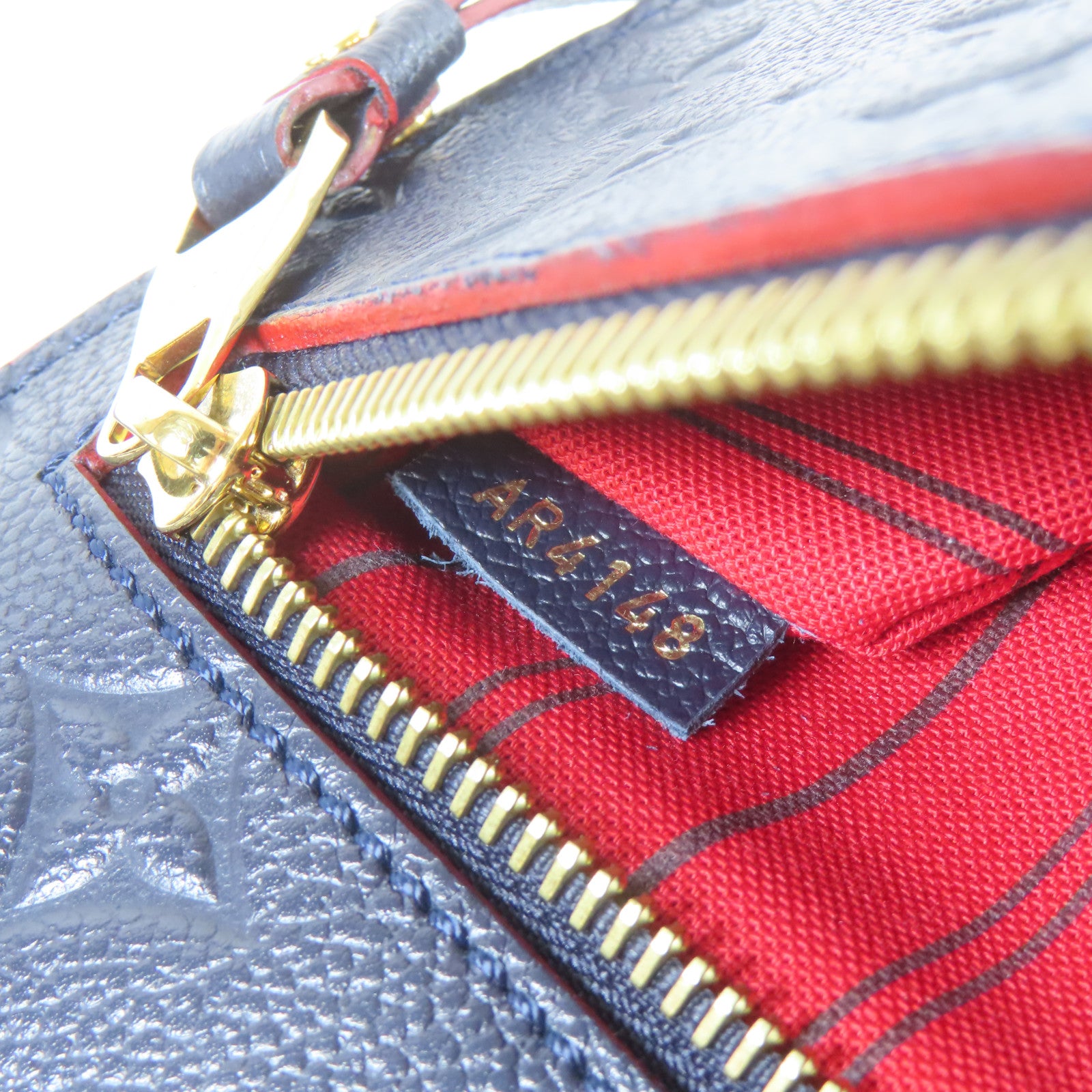 LOUIS VUITTON Monogram Empreinte Pochette Metis金扣手挽肩背兩用袋深藍色