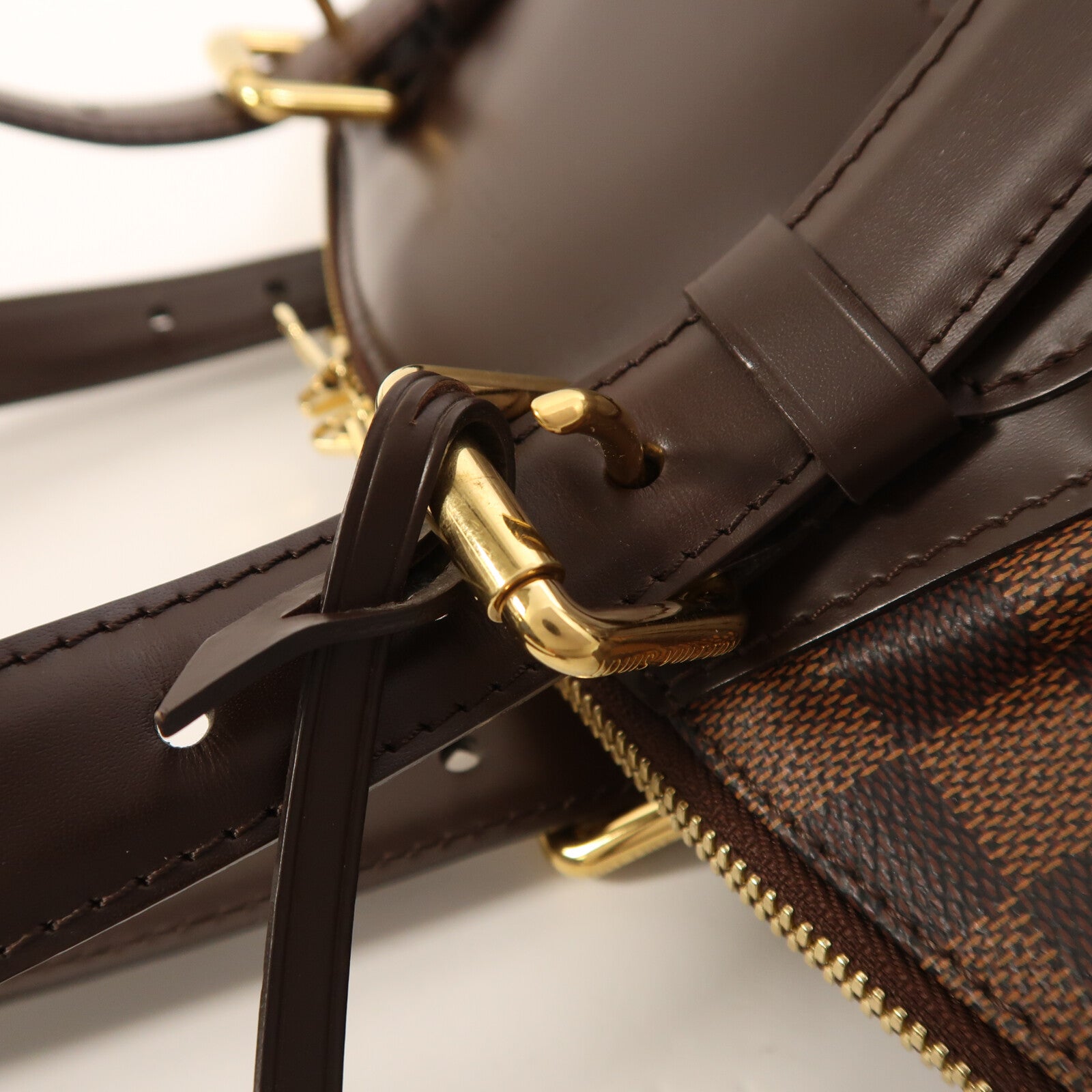 LOUIS VUITTON Damier Verona MM金扣肩背袋棕色