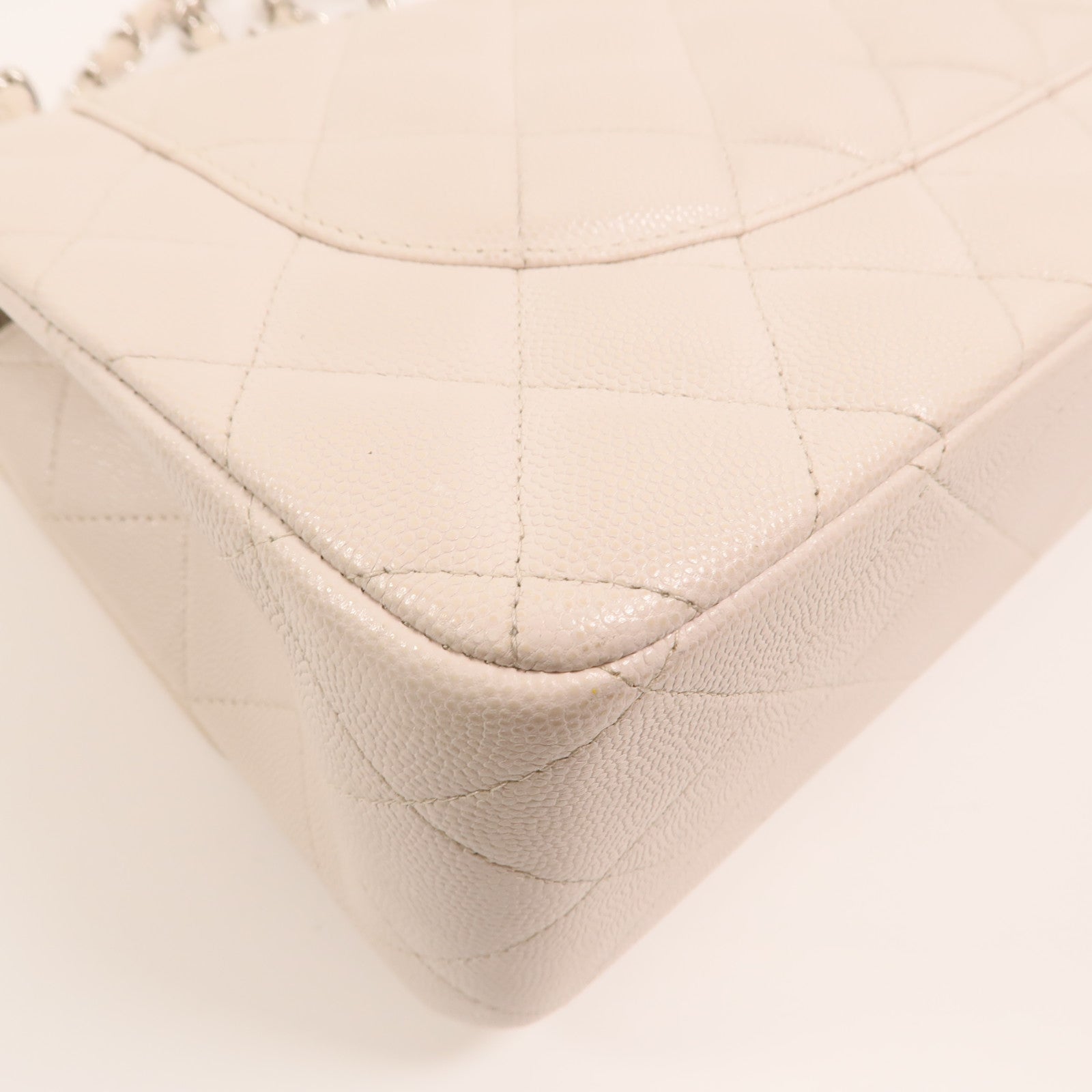 CHANEL 牛皮皮革Large Classic銀扣鏈帶肩背袋