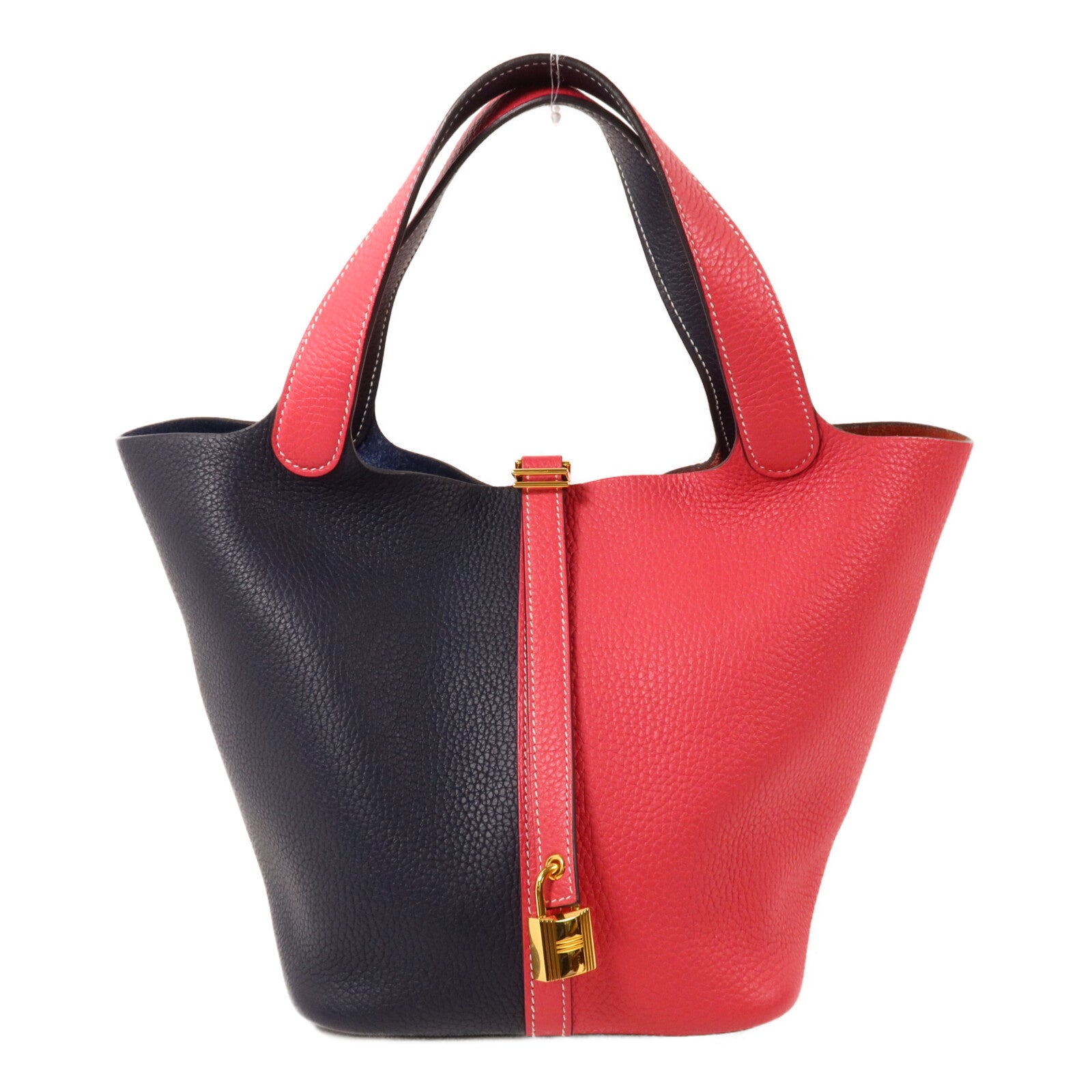 HERMES Clemence皮革Picotin MM手挽袋Rose Extreme/Bleu Nuit
