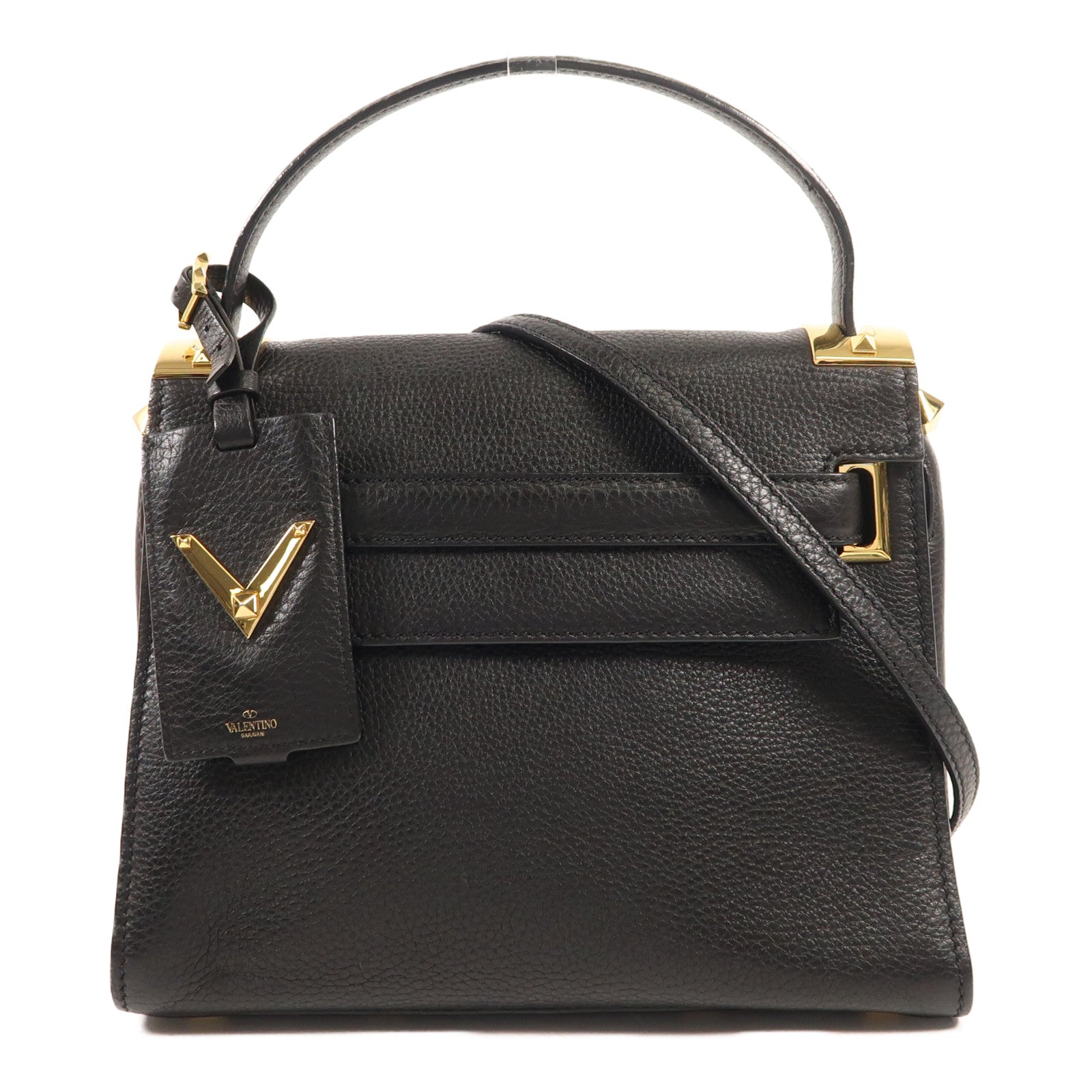 Valentino 【激減優惠】牛皮皮革2 Way Shoulder金扣手挽肩背兩用袋