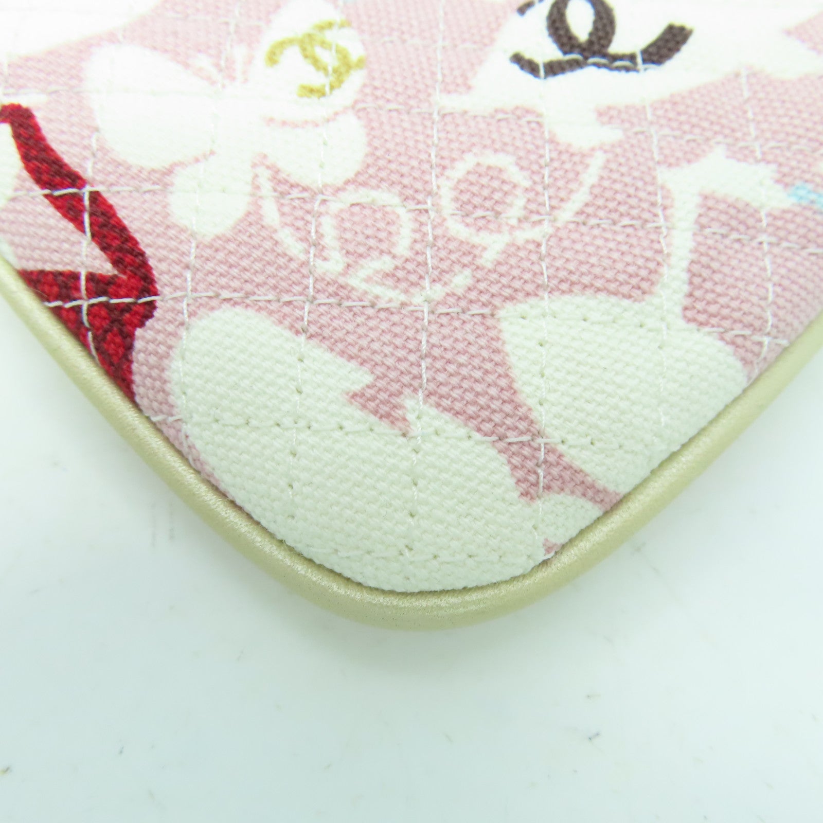 CHANEL 【清倉大減價】菱格帆布Clutch金扣手拿包粉紅色