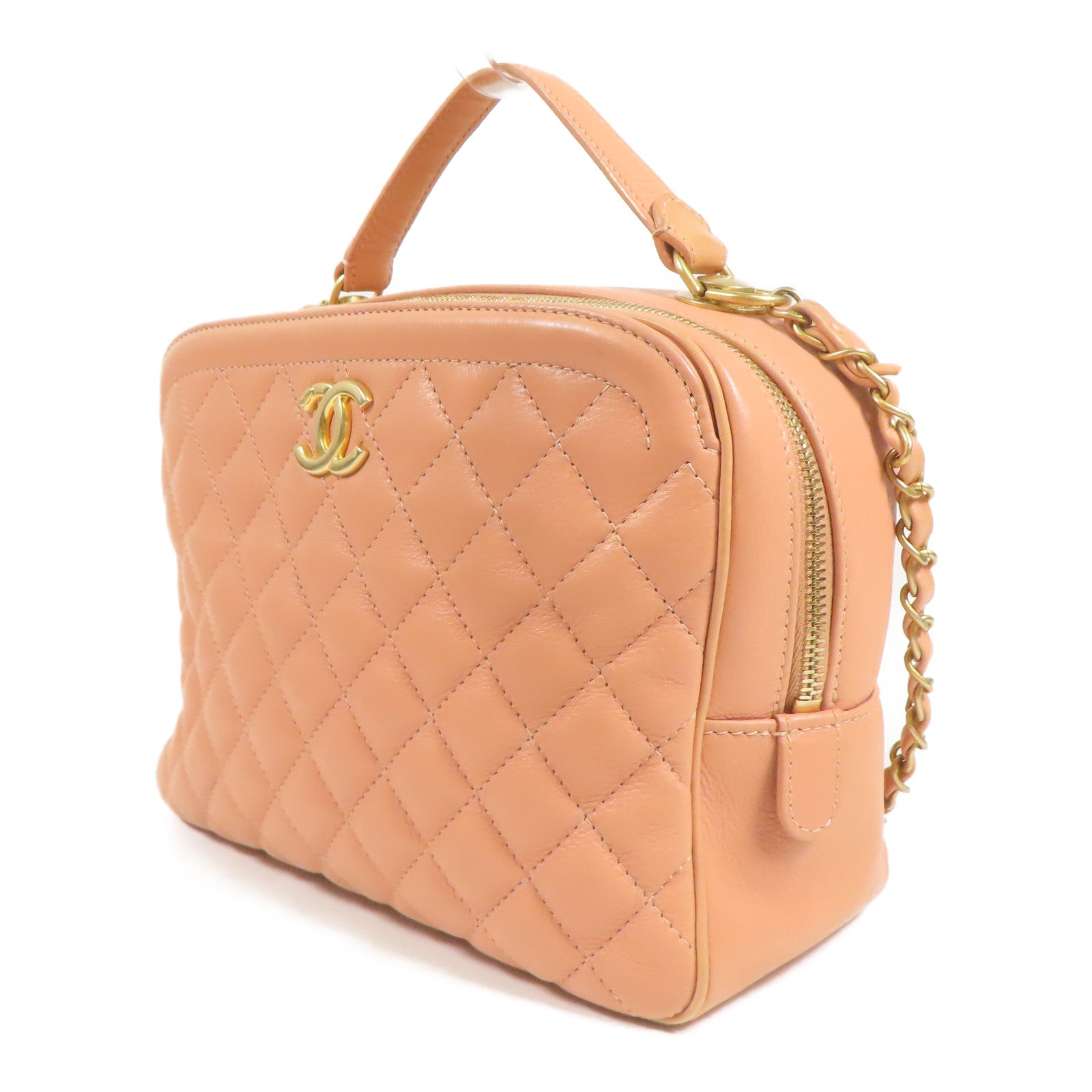 CHANEL 皮革Shoulder Bag金扣鏈帶手挽肩背兩用袋