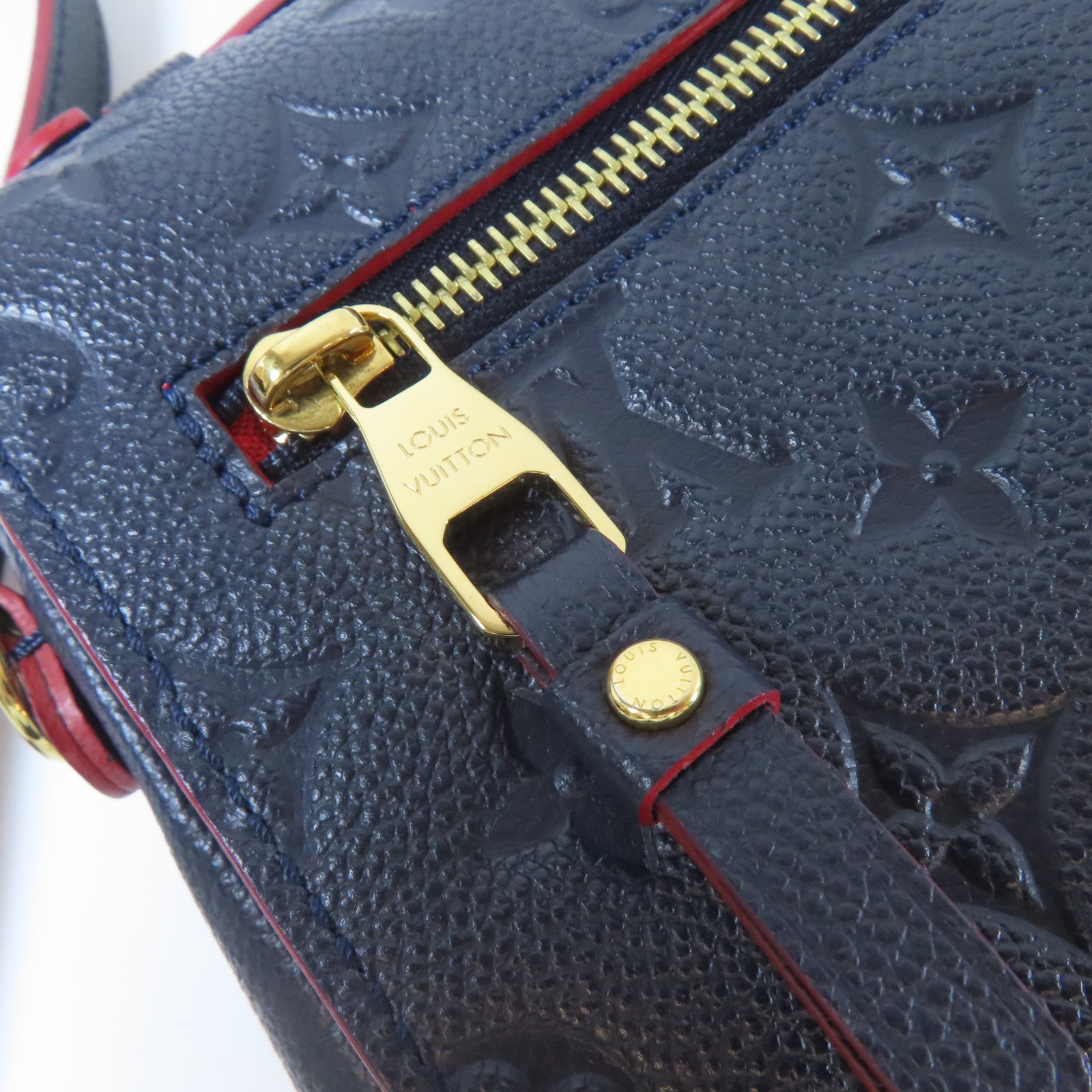 LOUIS VUITTON Monogram Empreinte Pochette Metis金扣手挽肩背兩用袋深藍色