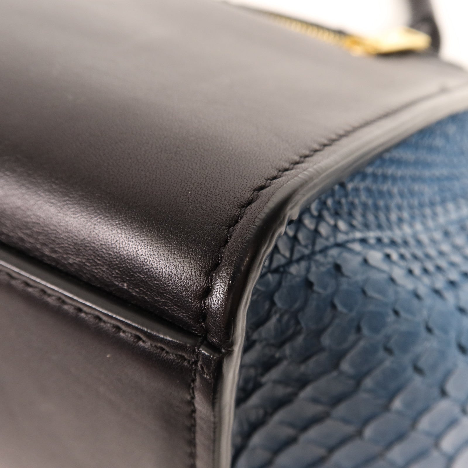 CELINE 牛皮皮革/蛇皮皮革Trapeze Small銀扣手挽肩背兩用袋