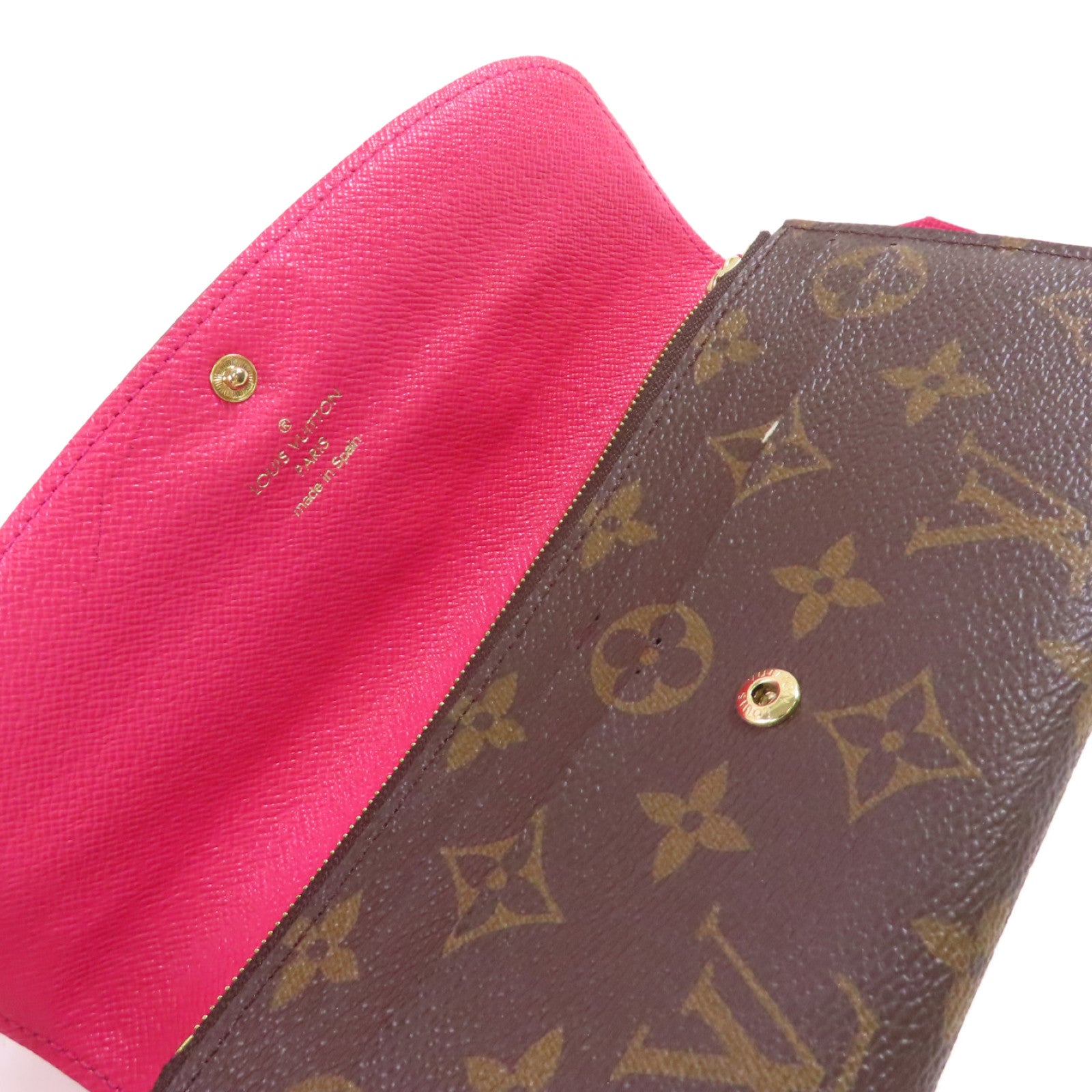 LOUIS VUITTON Monogram Emilie Long wallet金扣長錢包啡色/粉紅色