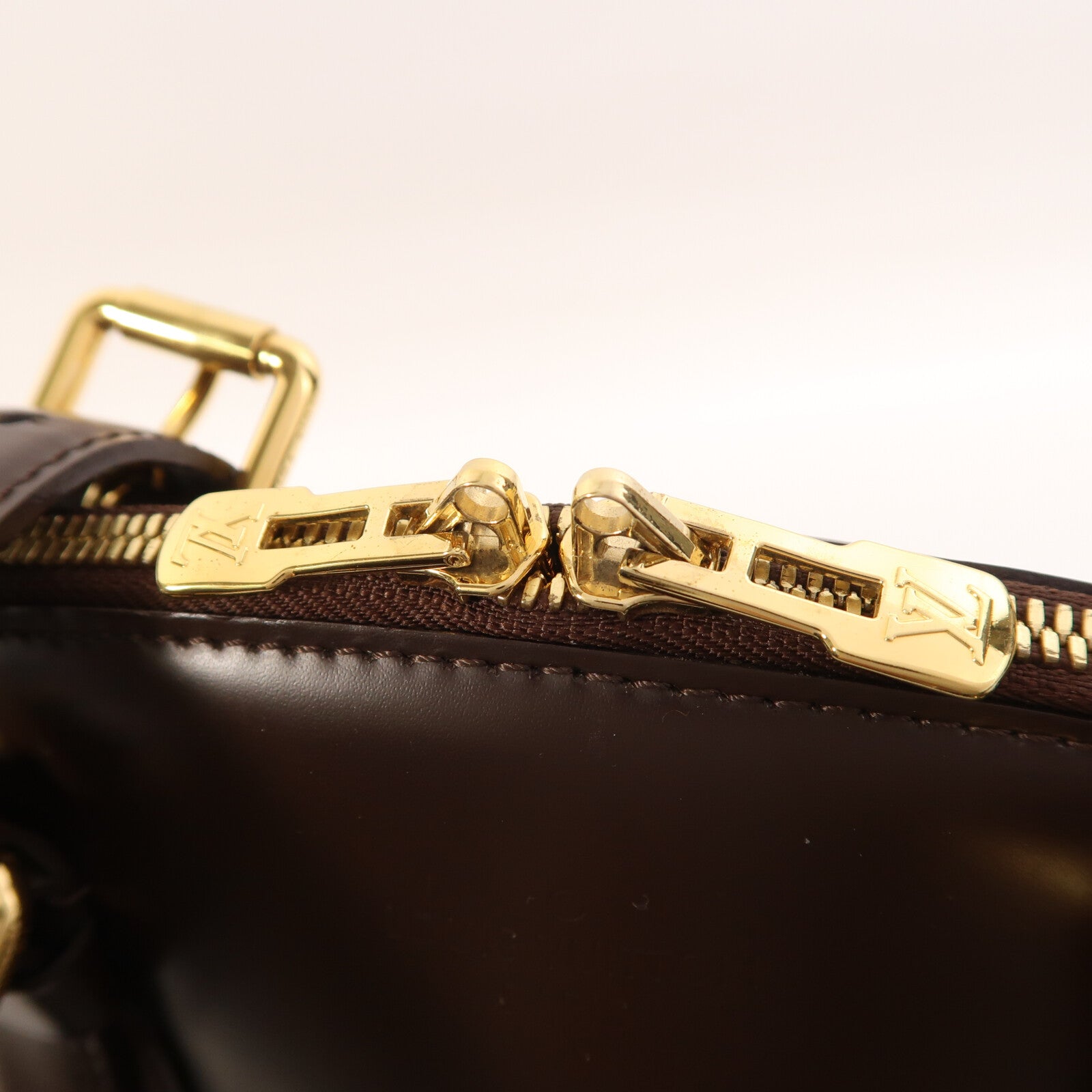 LOUIS VUITTON Damier Verona MM金扣肩背袋棕色