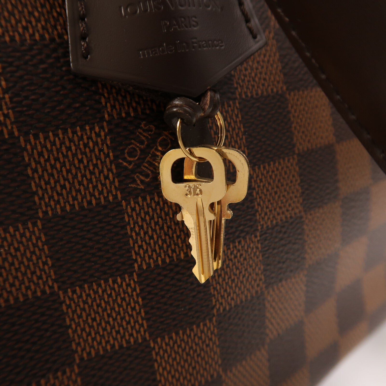 LOUIS VUITTON Damier Verona MM金扣肩背袋棕色