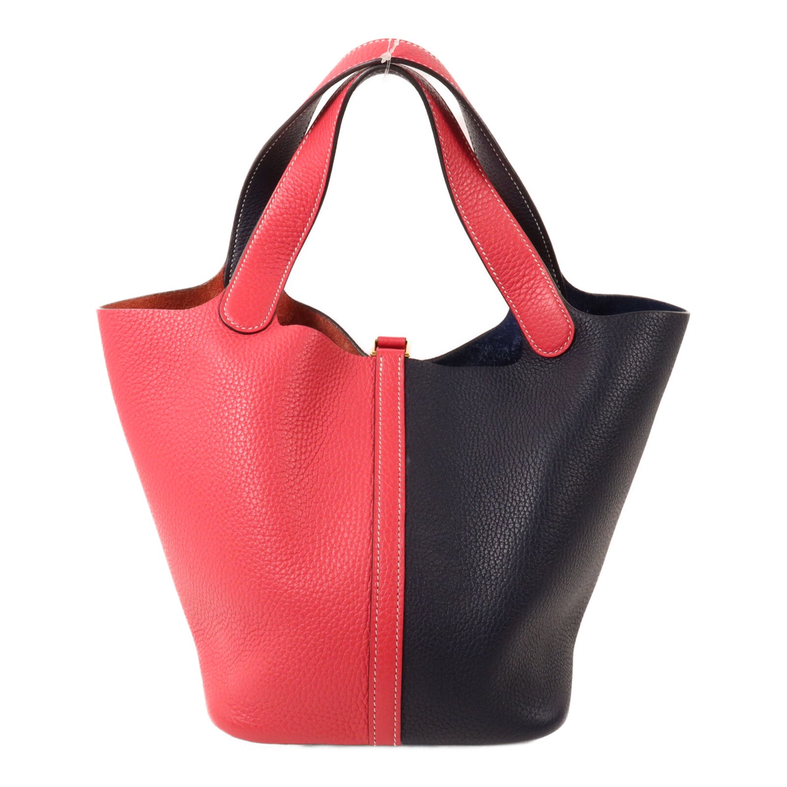 HERMES Clemence皮革Picotin MM手挽袋Rose Extreme/Bleu Nuit