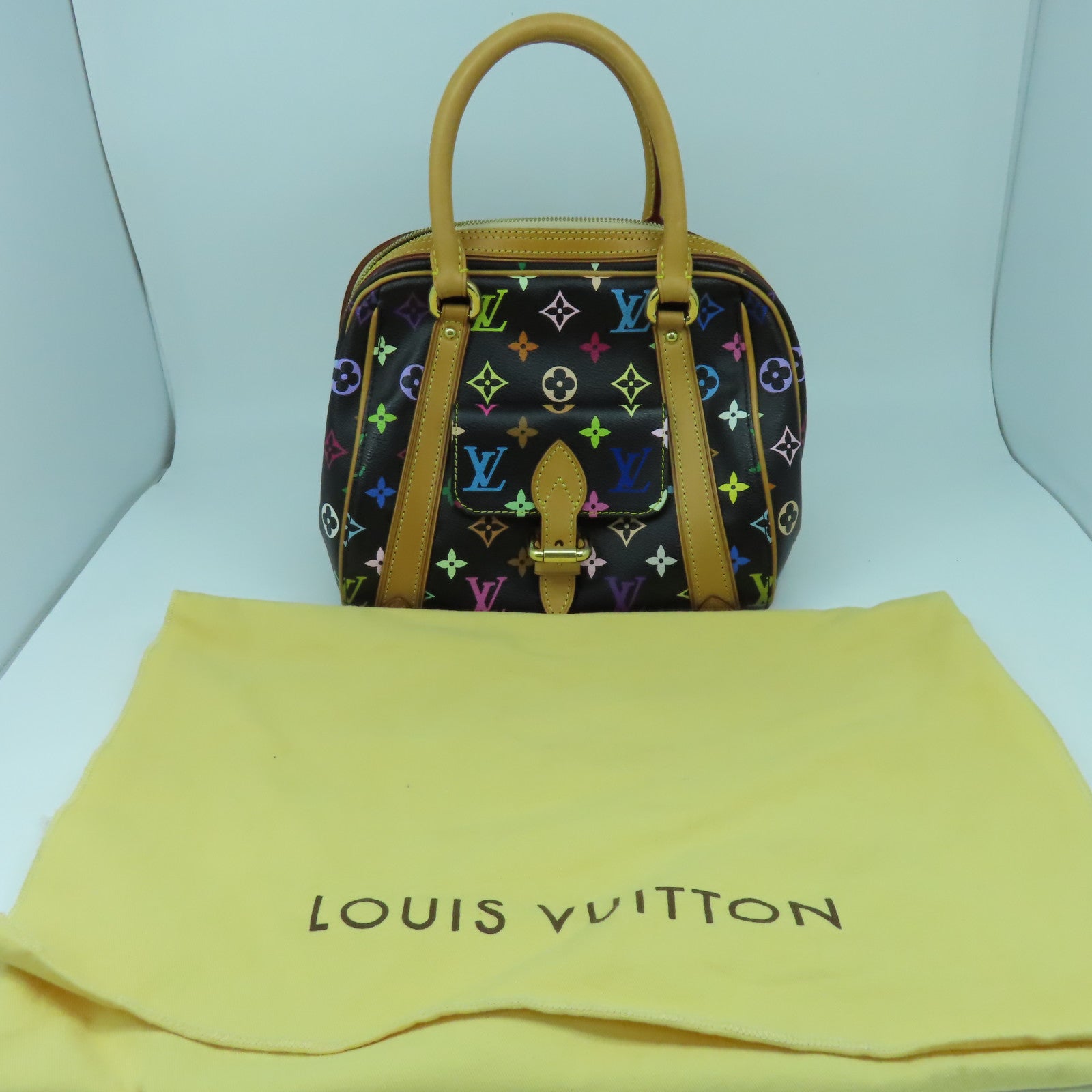 LOUIS VUITTON 【激減優惠】Monogram Multicolore Priscilla金扣手挽袋黑色