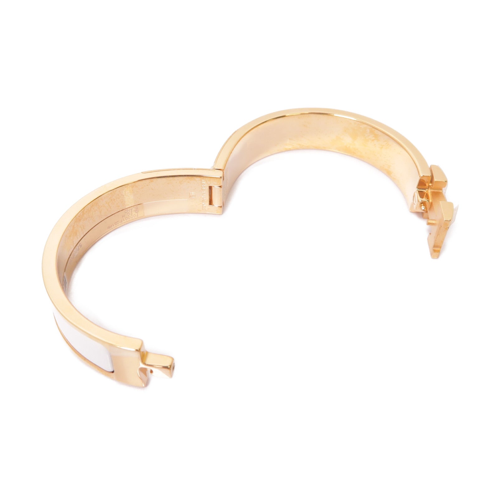 HERMES 琺瑯/金屬Clic H Bracelet手鐲白色