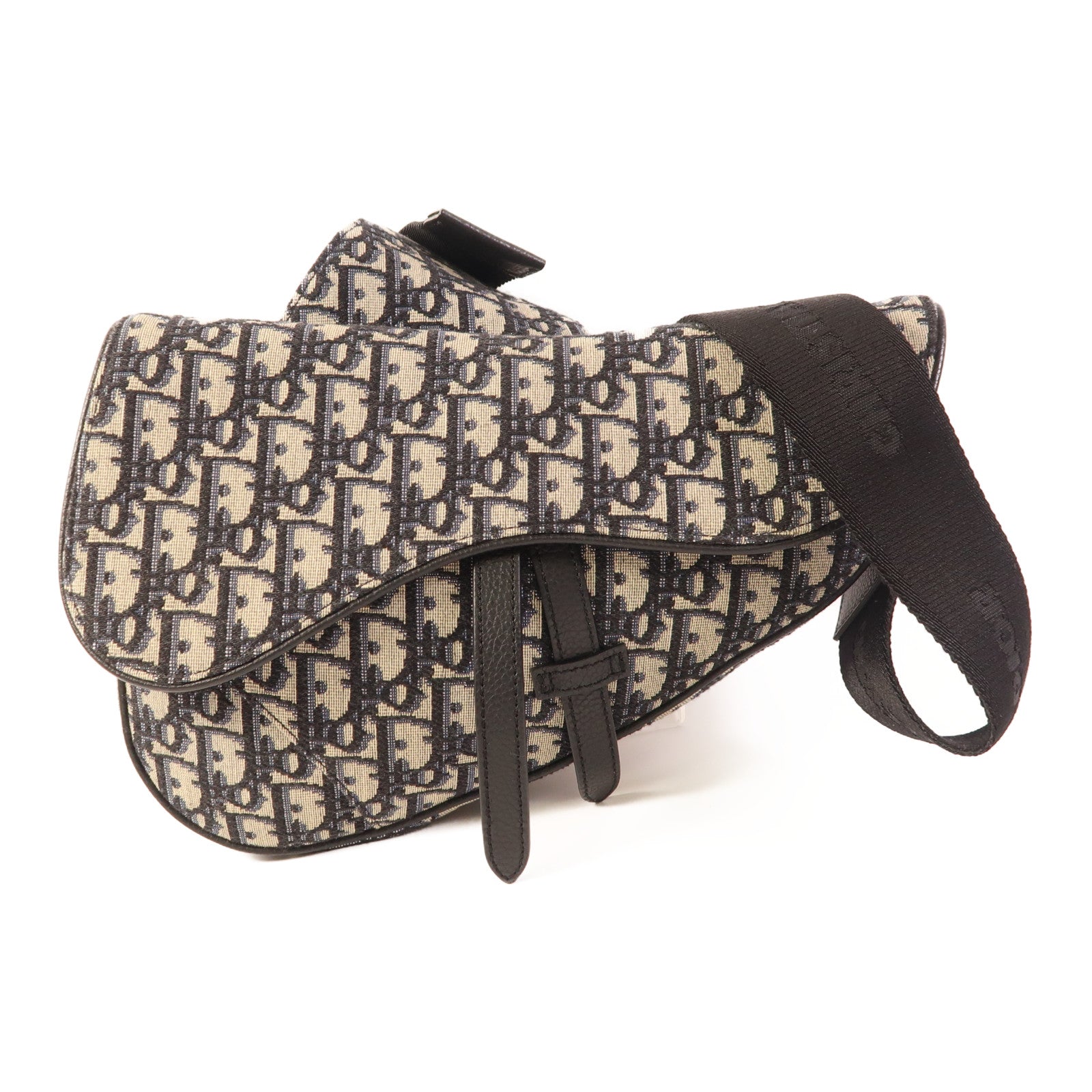 Dior 帆布Saddle Bag銀扣肩背袋