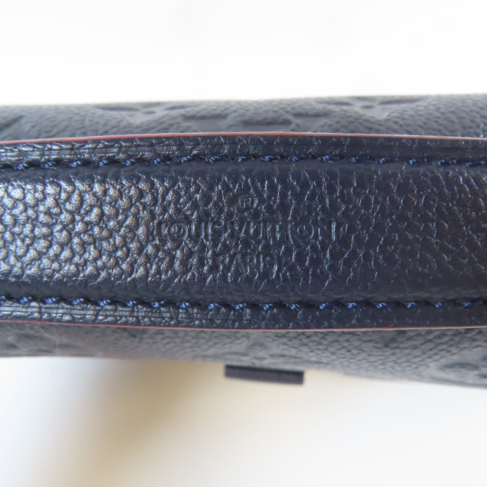 LOUIS VUITTON Monogram Empreinte Pochette Metis金扣手挽肩背兩用袋深藍色