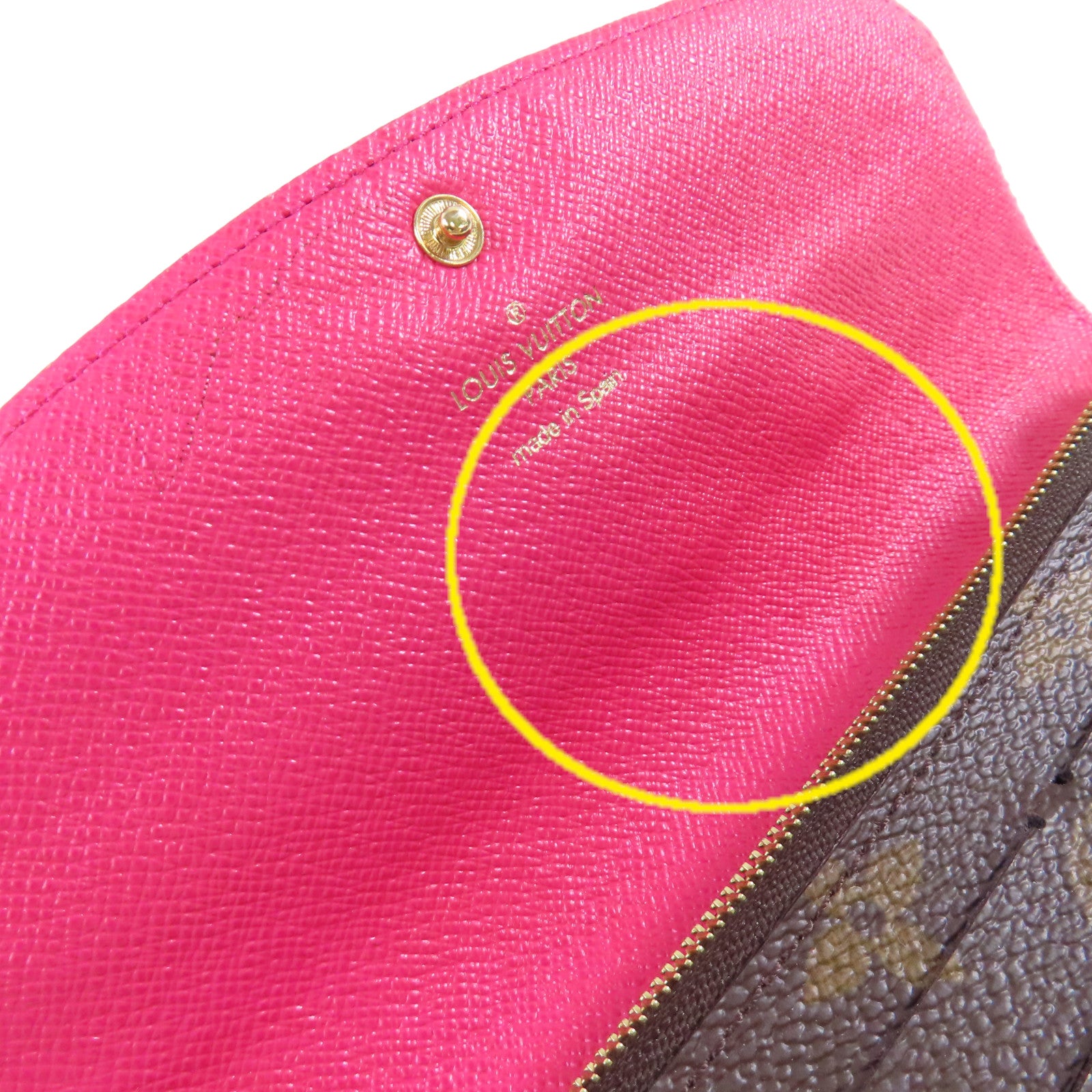 LOUIS VUITTON Monogram Emilie Long wallet金扣長錢包啡色/粉紅色