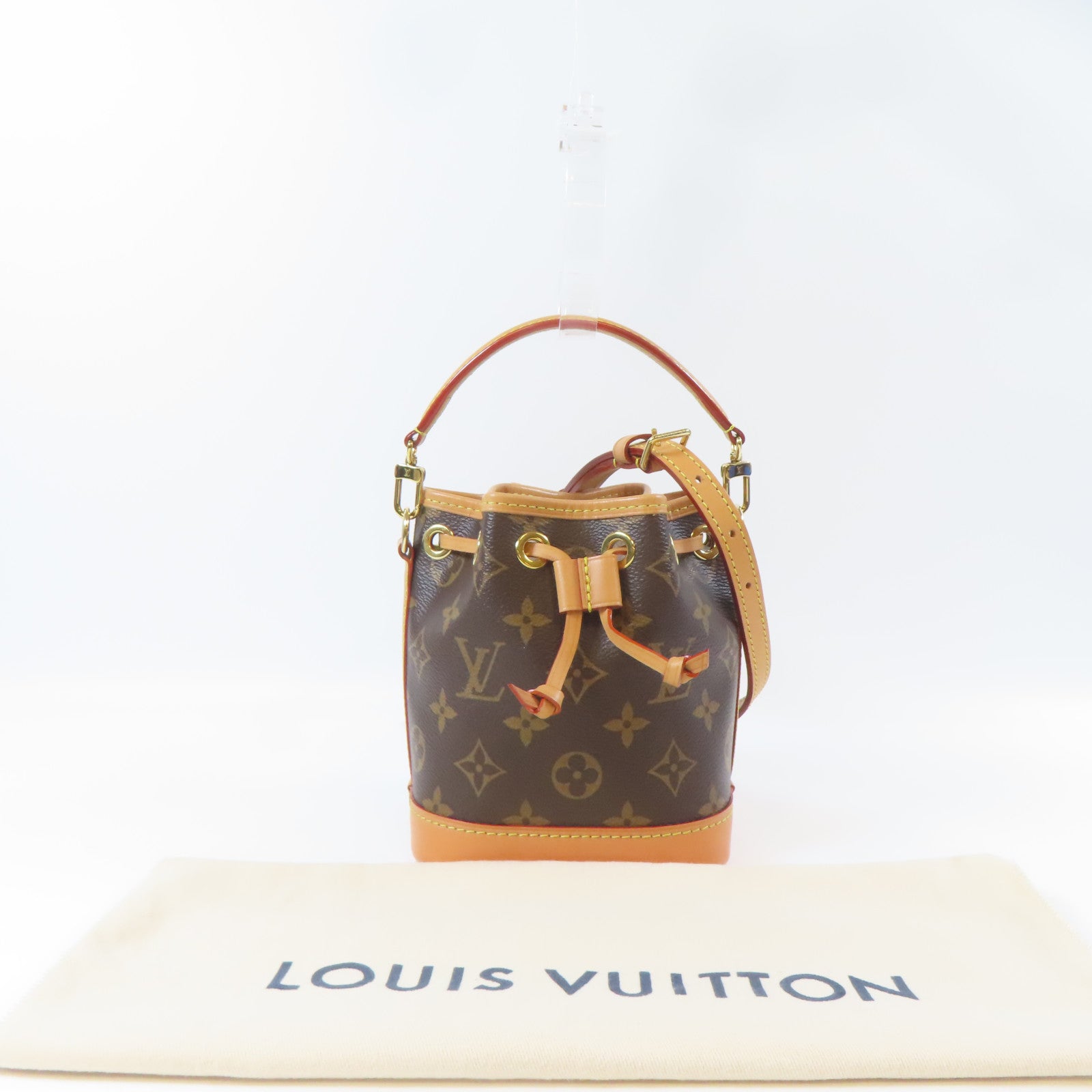 LOUIS VUITTON Monogram Nano Noe金扣手挽肩背兩用袋啡色