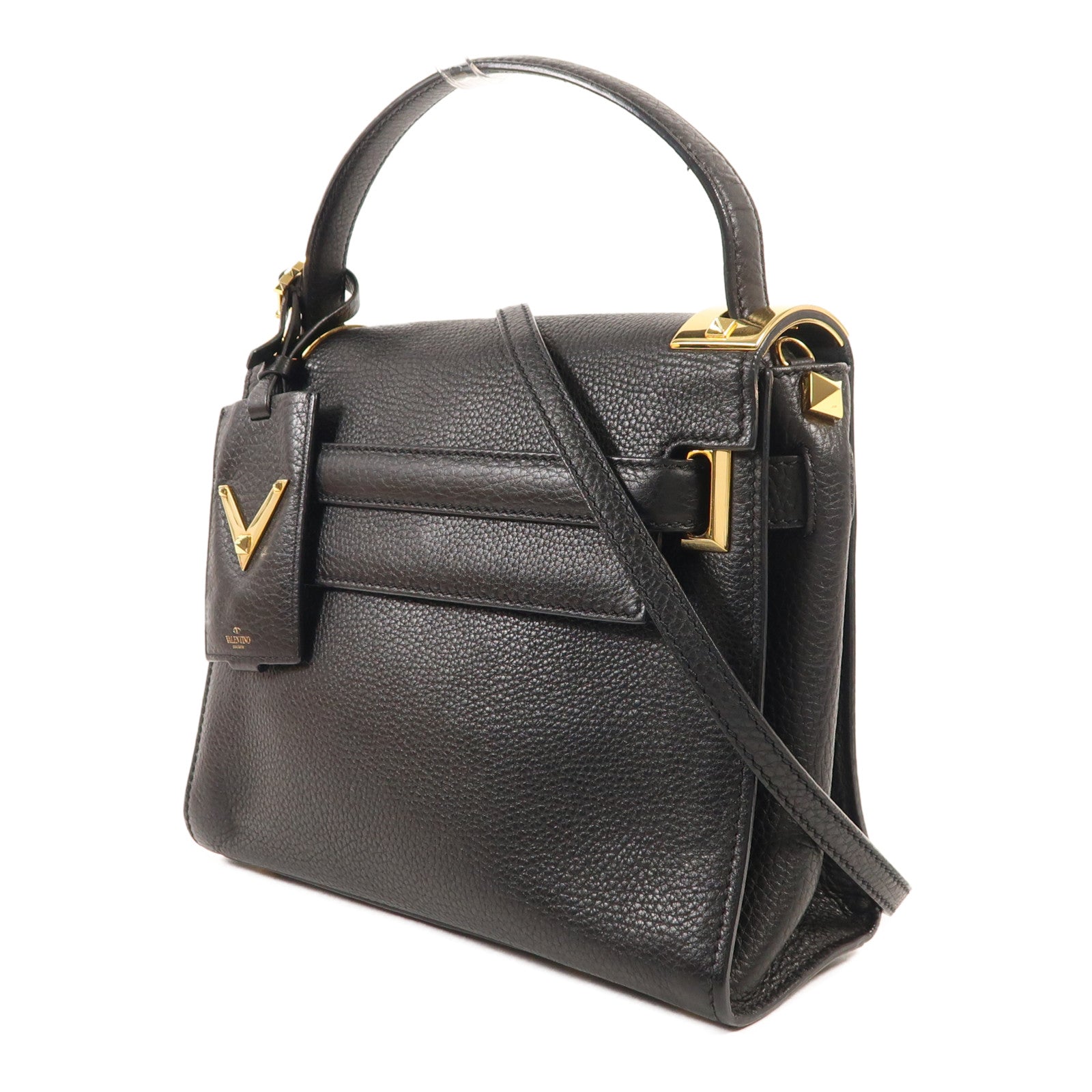 Valentino 【激減優惠】牛皮皮革2 Way Shoulder金扣手挽肩背兩用袋